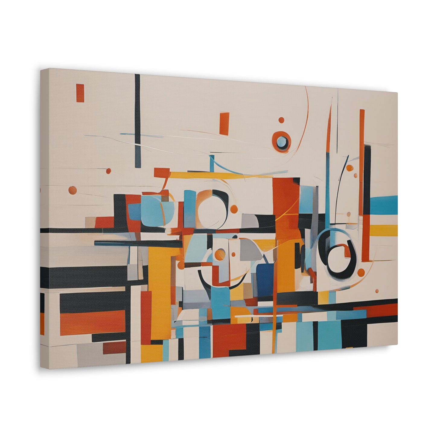 Mid Century Cubism Print on Unframed Stretched Canvas, Modern Art Wall Decor