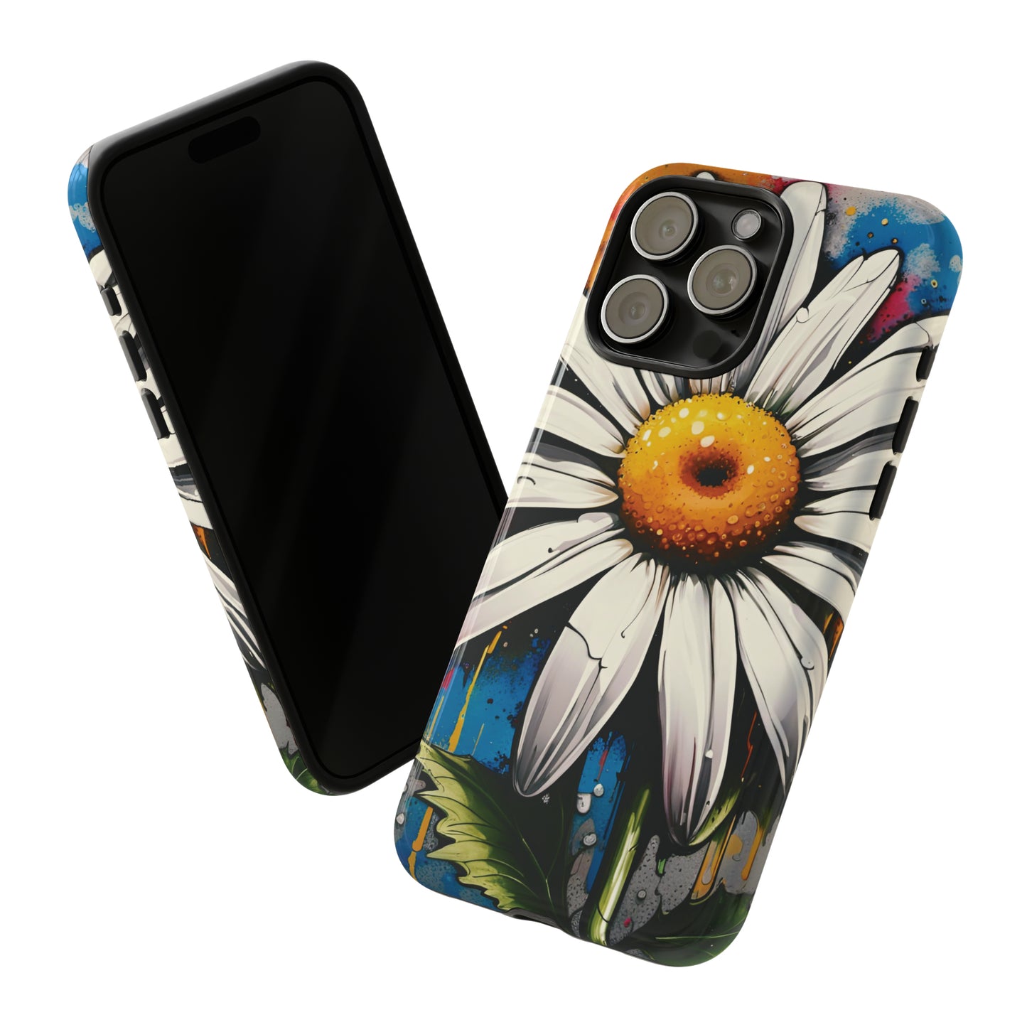 Street Style Daisy Flower Print Tough Case for iPhone 15 Pro Max