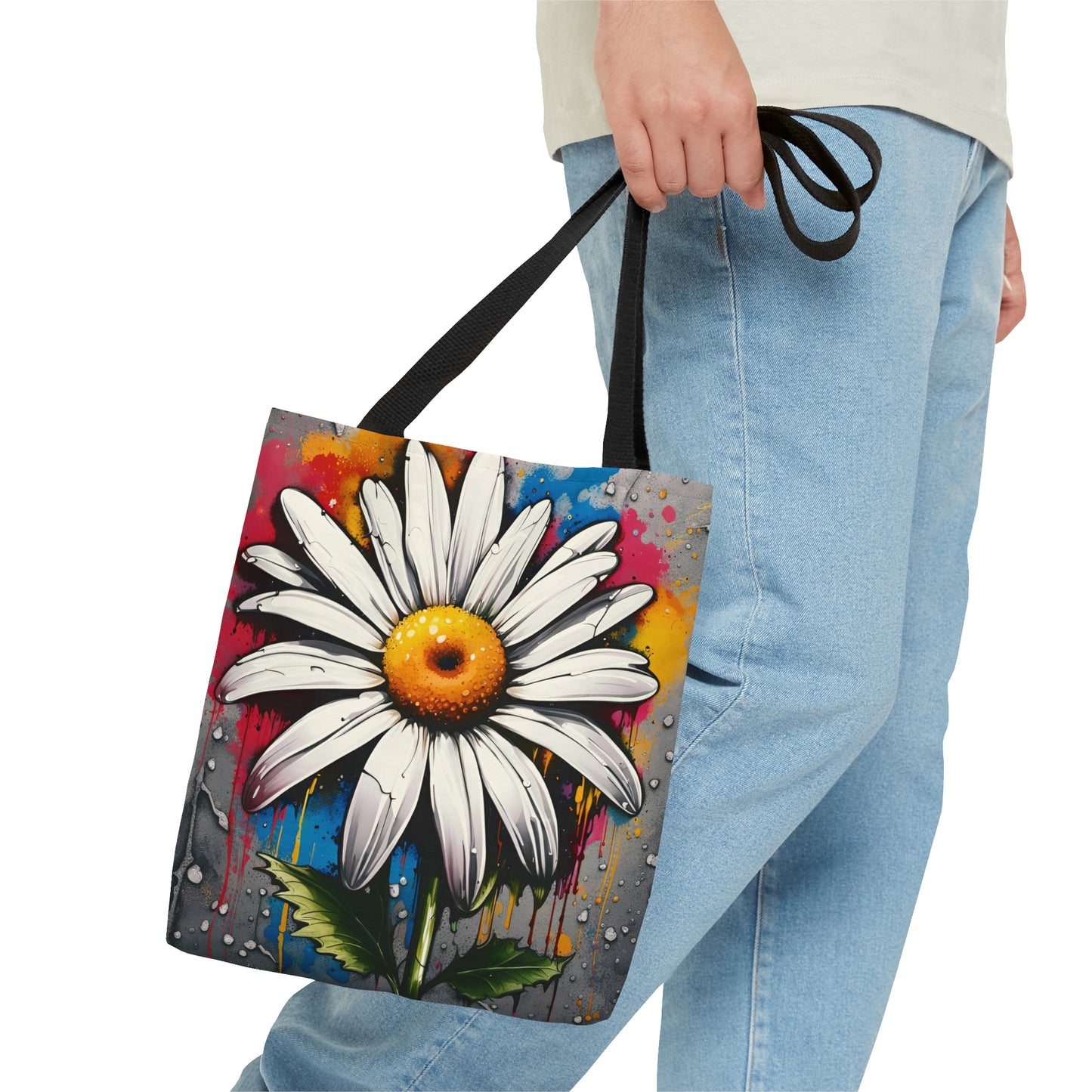Street Art Style Graffiti Daisy Printed on Tote Bag small