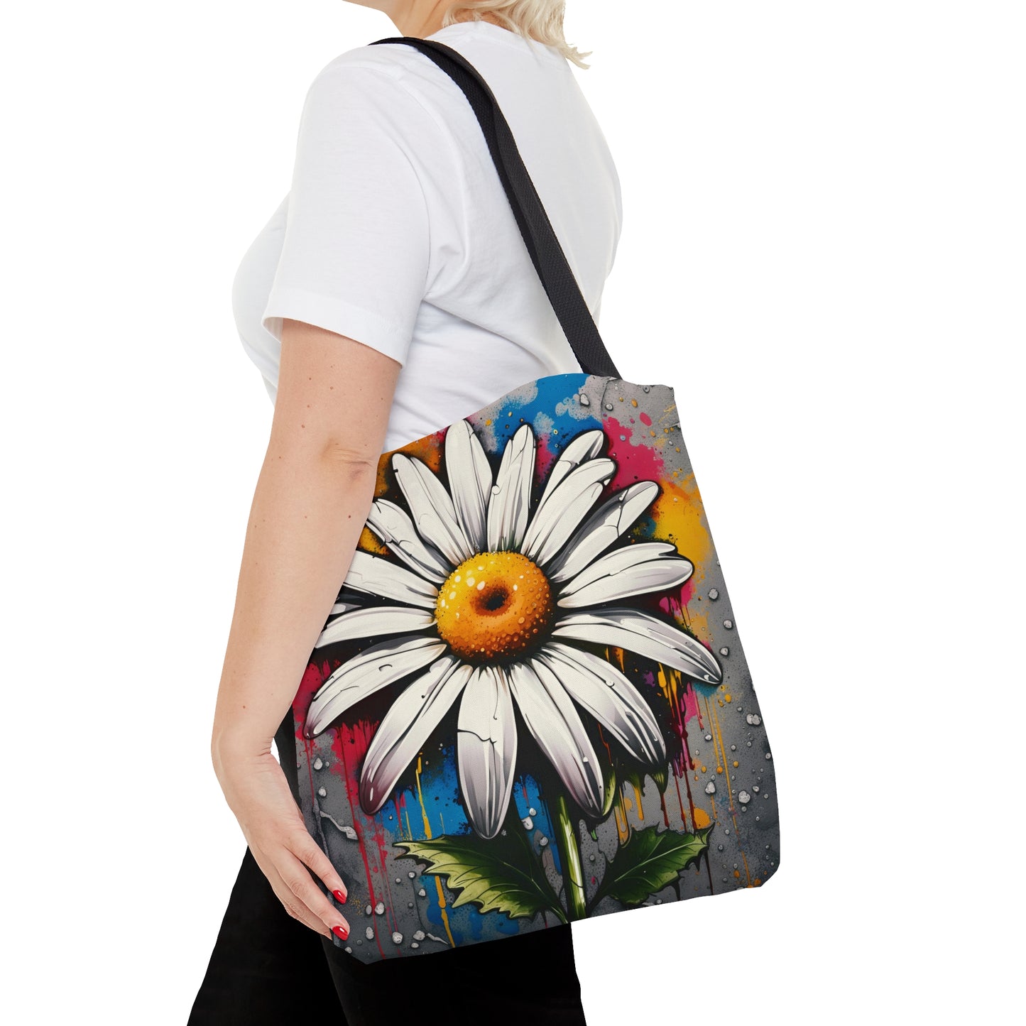 Street Art Style Graffiti Daisy Printed on Tote Bag medium