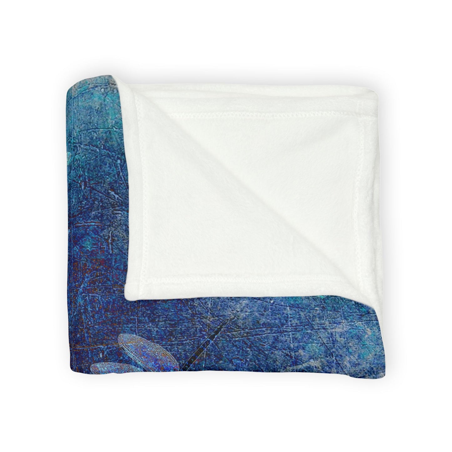 Super soft Dragonfly Minky Blanket: Flight of Dragonflies on Distressed Blue Background