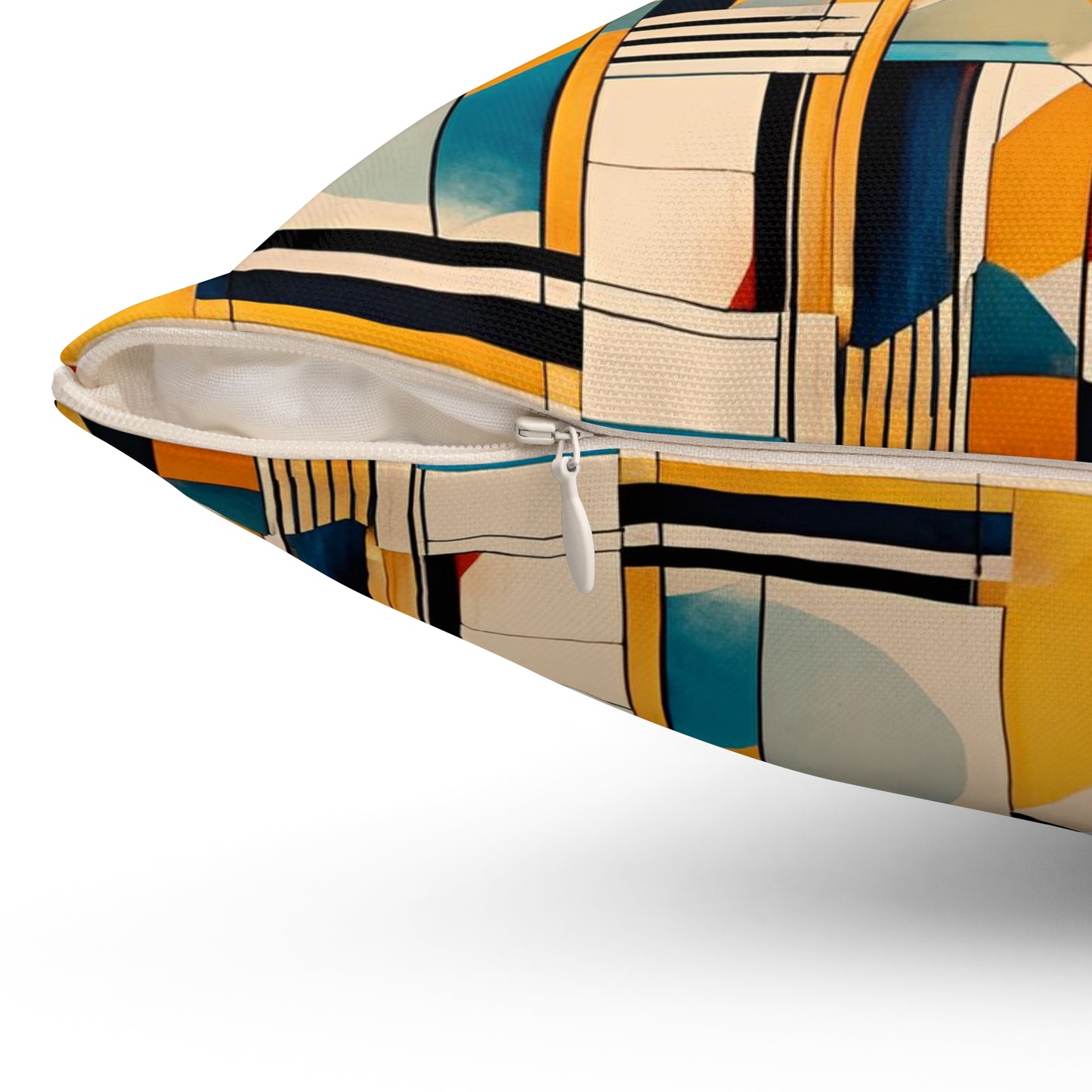 Bold Mid Century Modern Art Print on Square Pillow detail