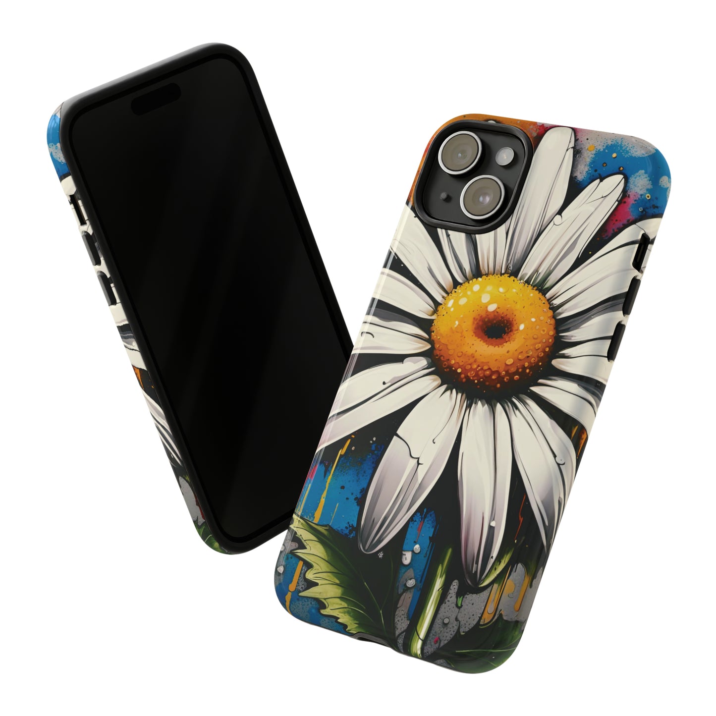 Street Style Daisy Flower Print Tough Case for iPhone 15 Plus