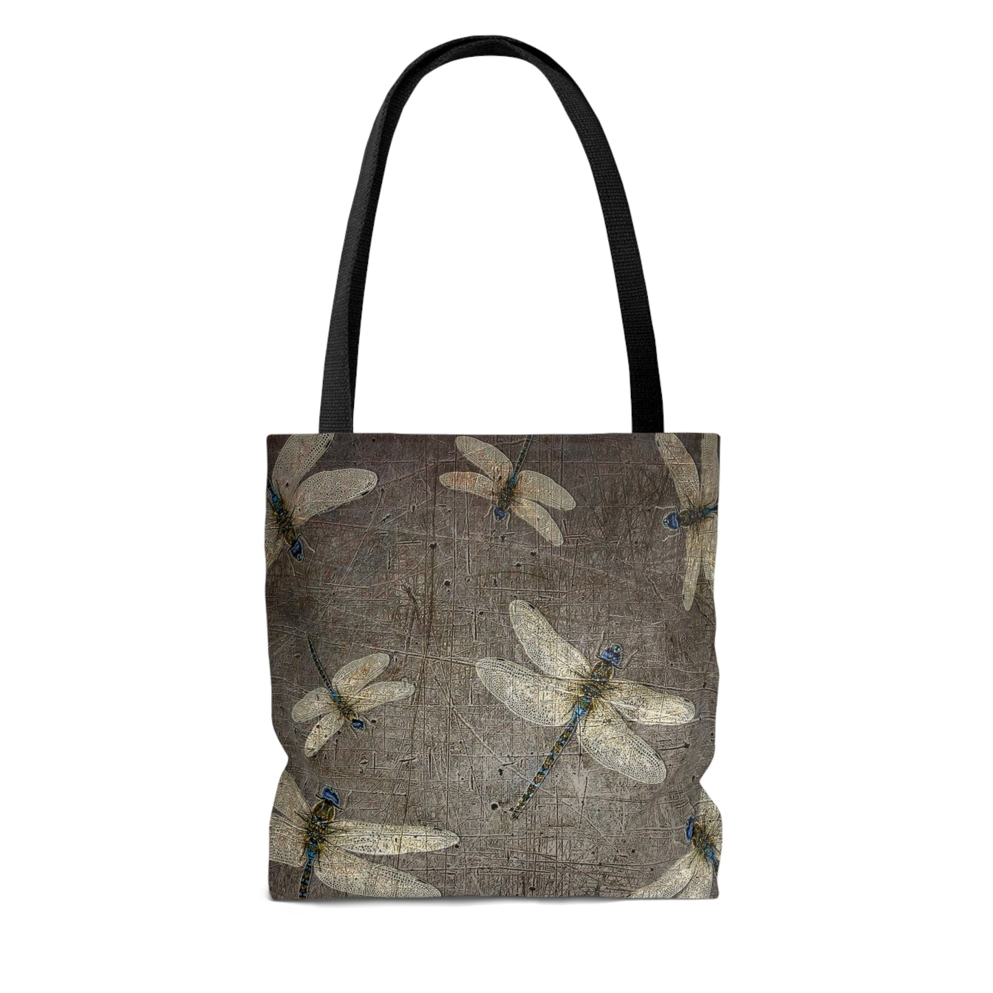 Dragonfly Themed Bags and Accessories - Flight of Dragonflies on Distressed Gray Stone Printed on Tote Bag