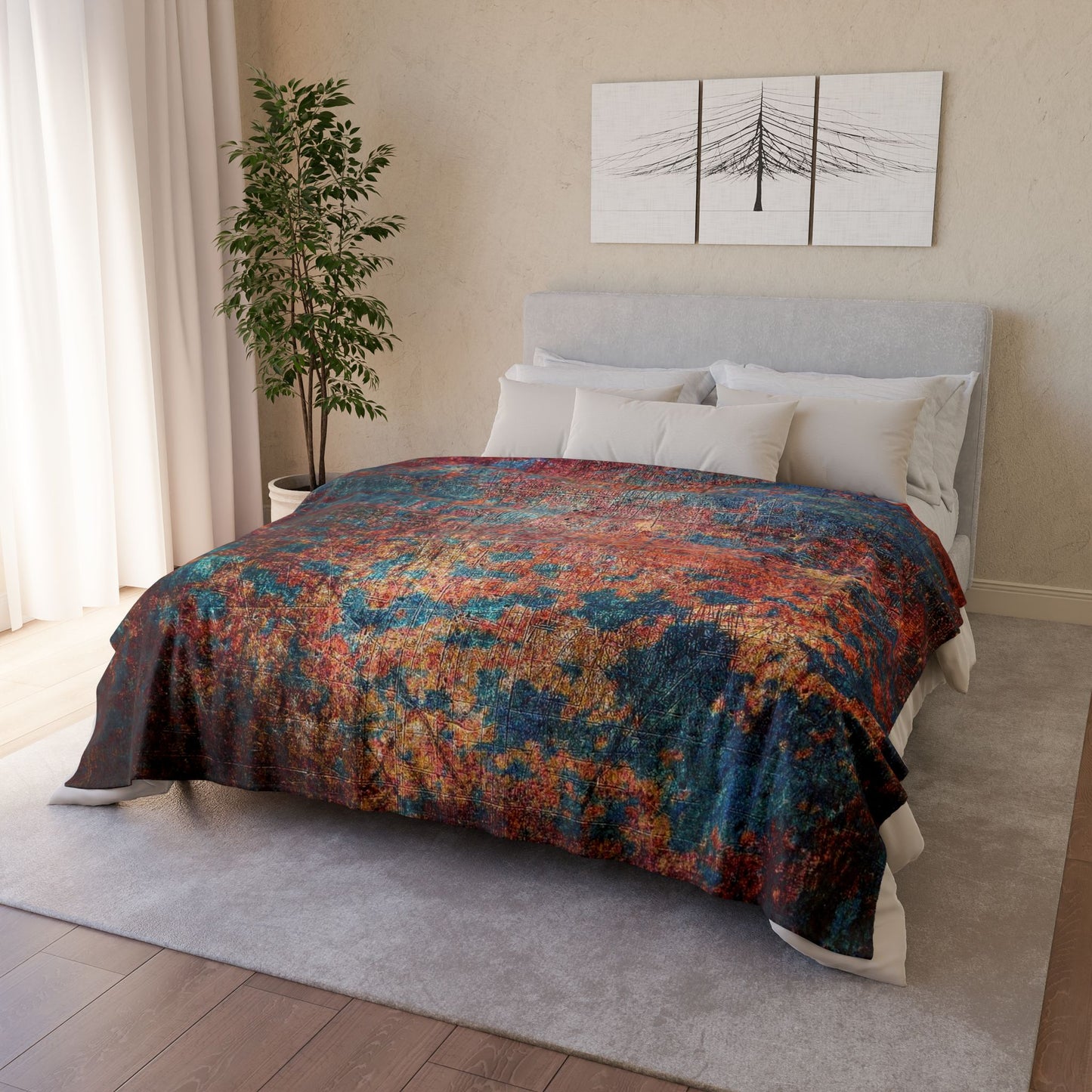 Super soft Modern Art Themed Minky Blanket: Rust on Metal Print