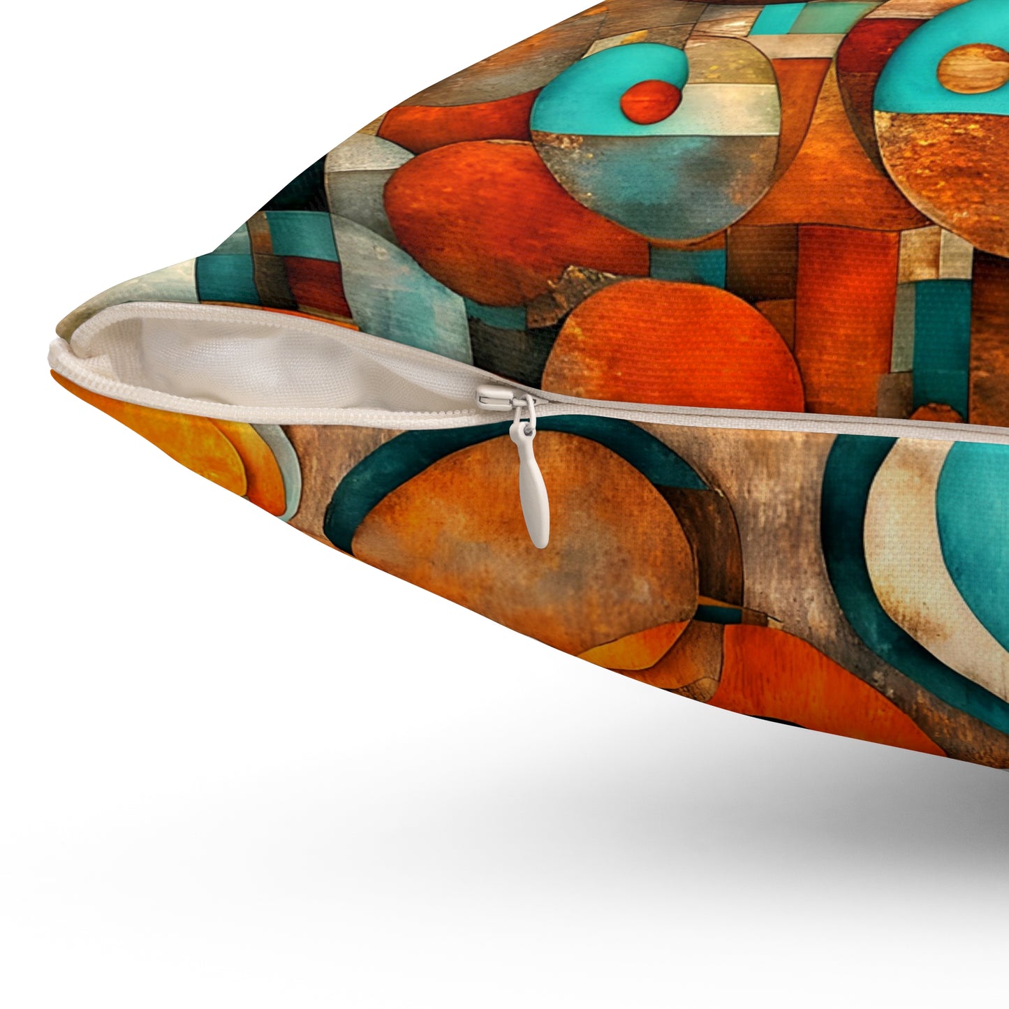Brightly Colored Circles on Distressed Background Throw Pillow, Modern Art Themed Room Decor