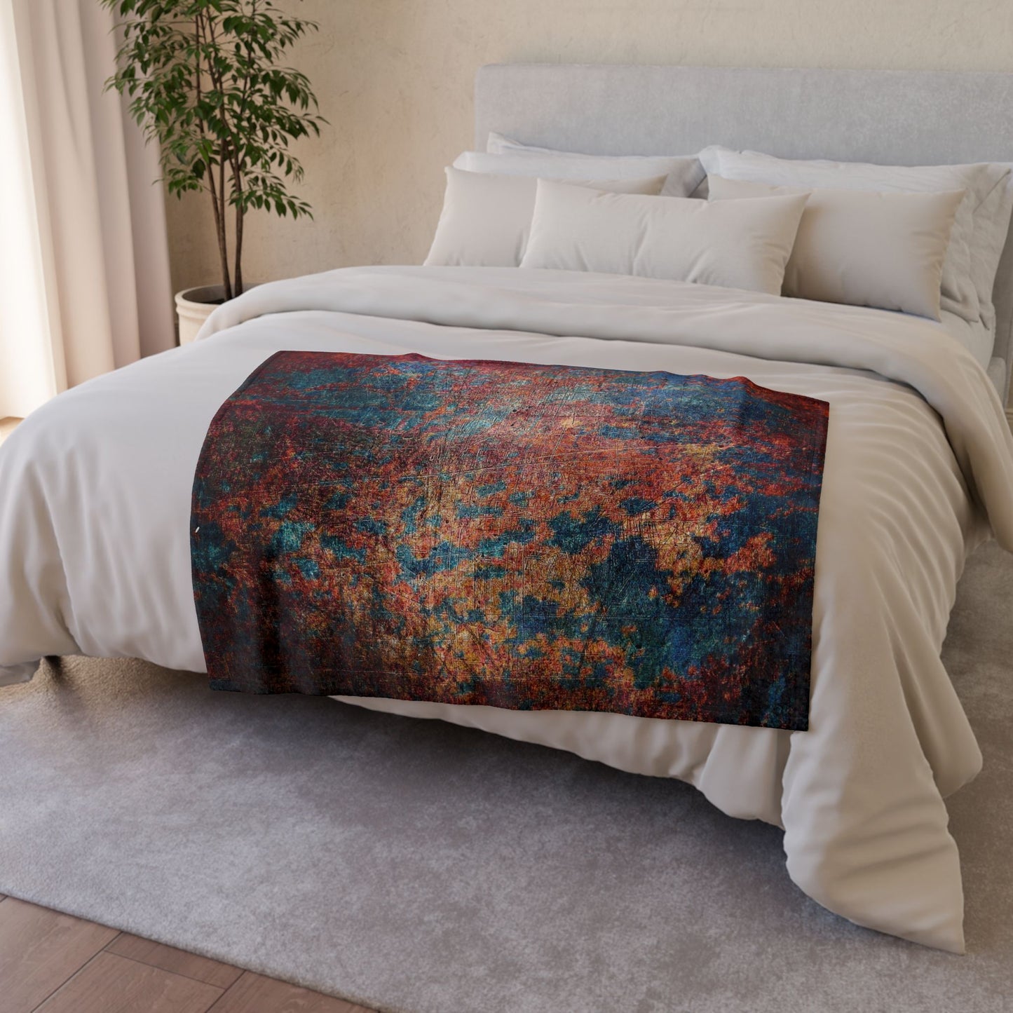Super soft Modern Art Themed Minky Blanket: Rust on Metal Print