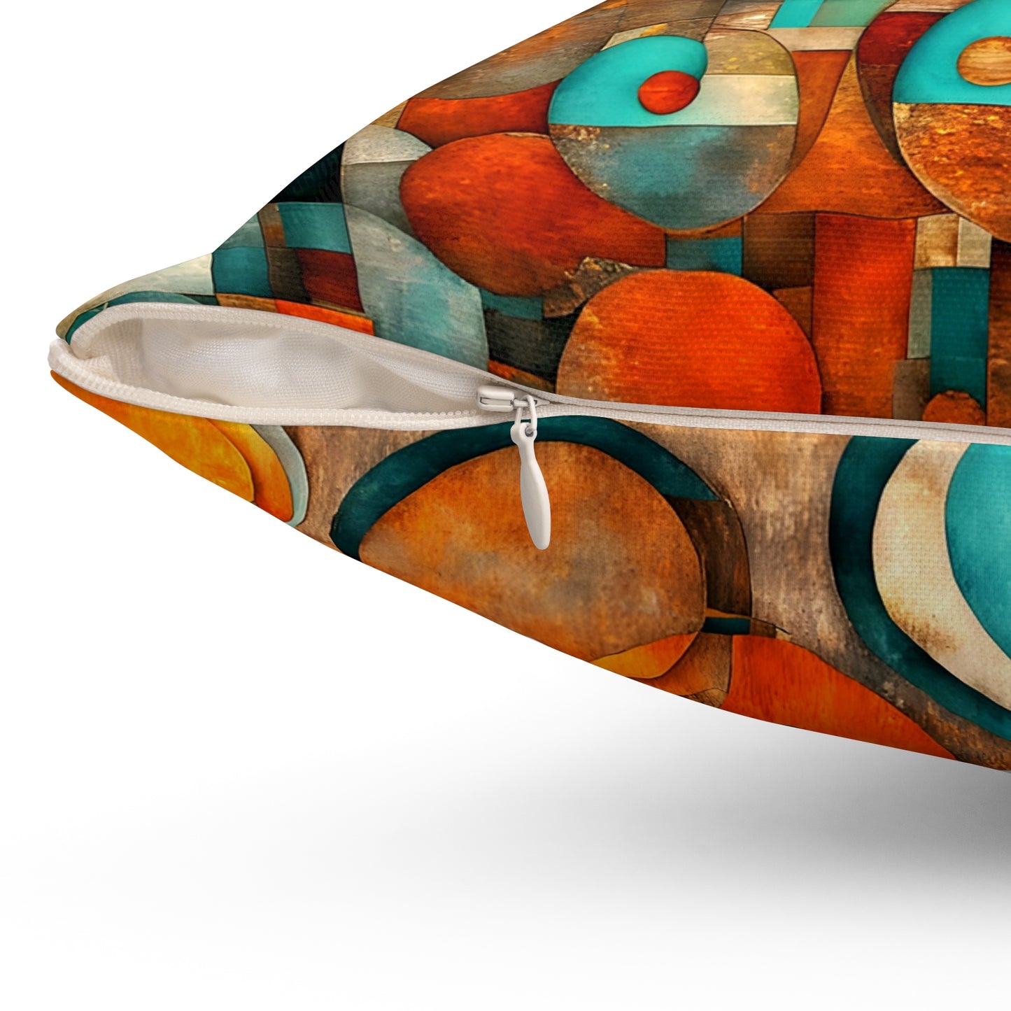 Brightly Colored Circles on Distressed Background Throw Pillow, Modern Art Themed Room Decor