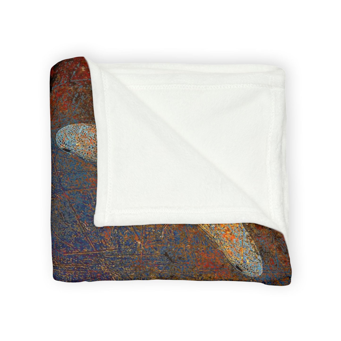 Super soft Dragonfly Minky Blanket: Flight of Dragonflies on Distressed Purple and Orange Background