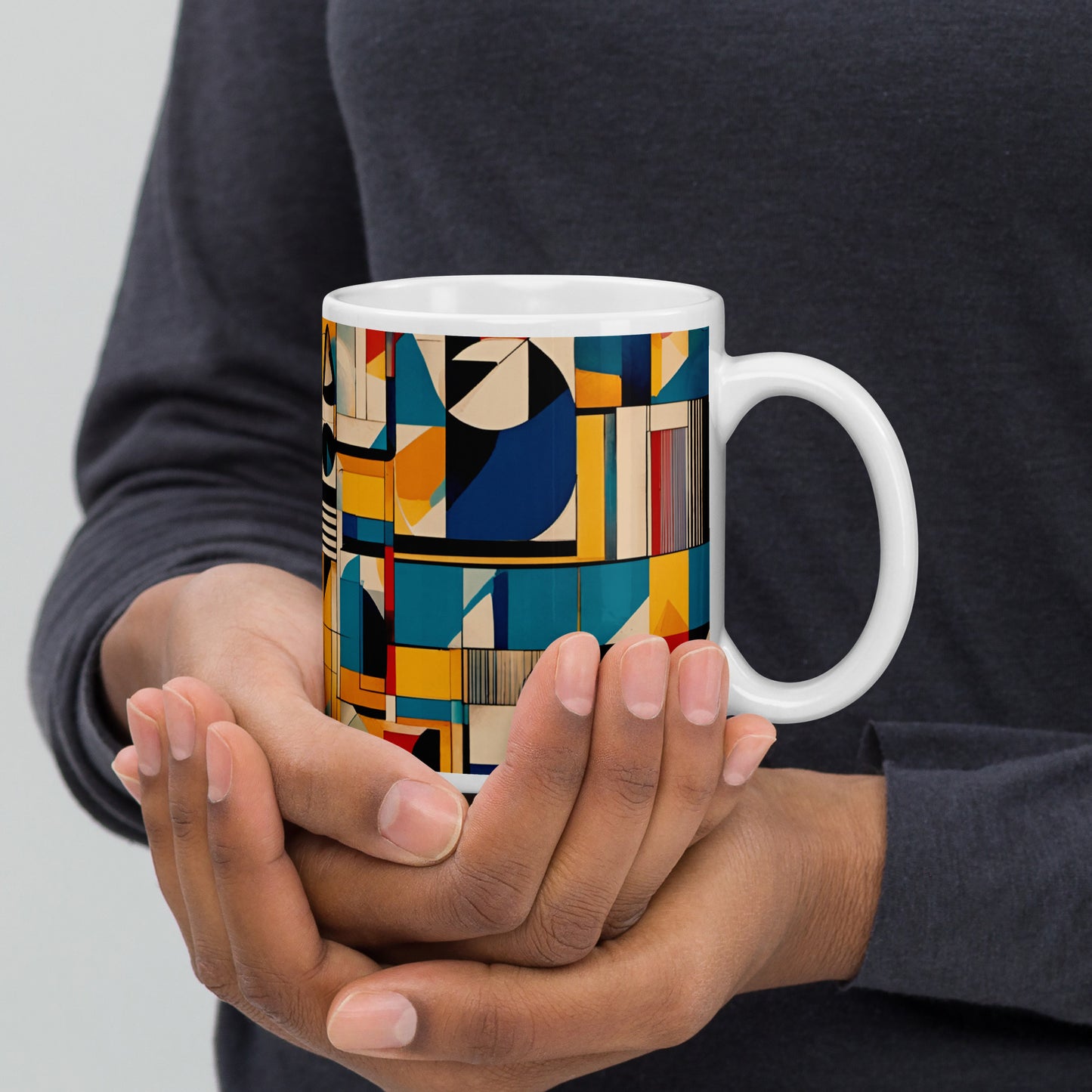 Bold Mid Century Modern Art Print on Ceramic Coffee Mug, Drinkware for Art Lover