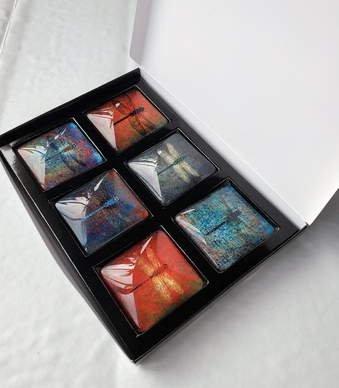 Wholesale Only - 18 Set of 6 Acrylic Magnets, The Dragonfly Collection inside