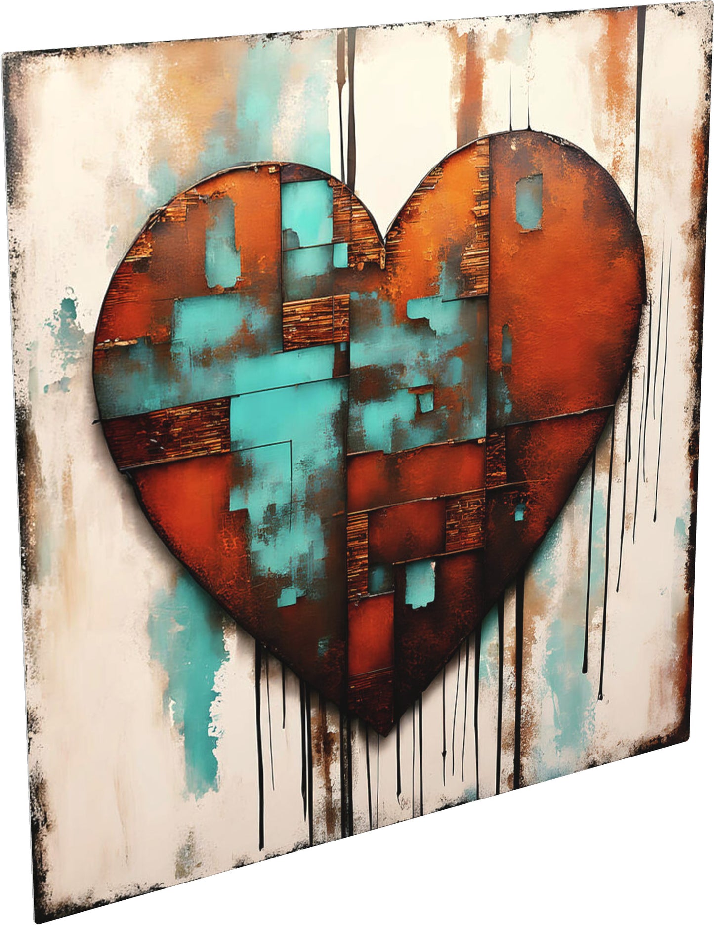 Rusted Love Print on Eco Friendly Recycled Aluminum left angle