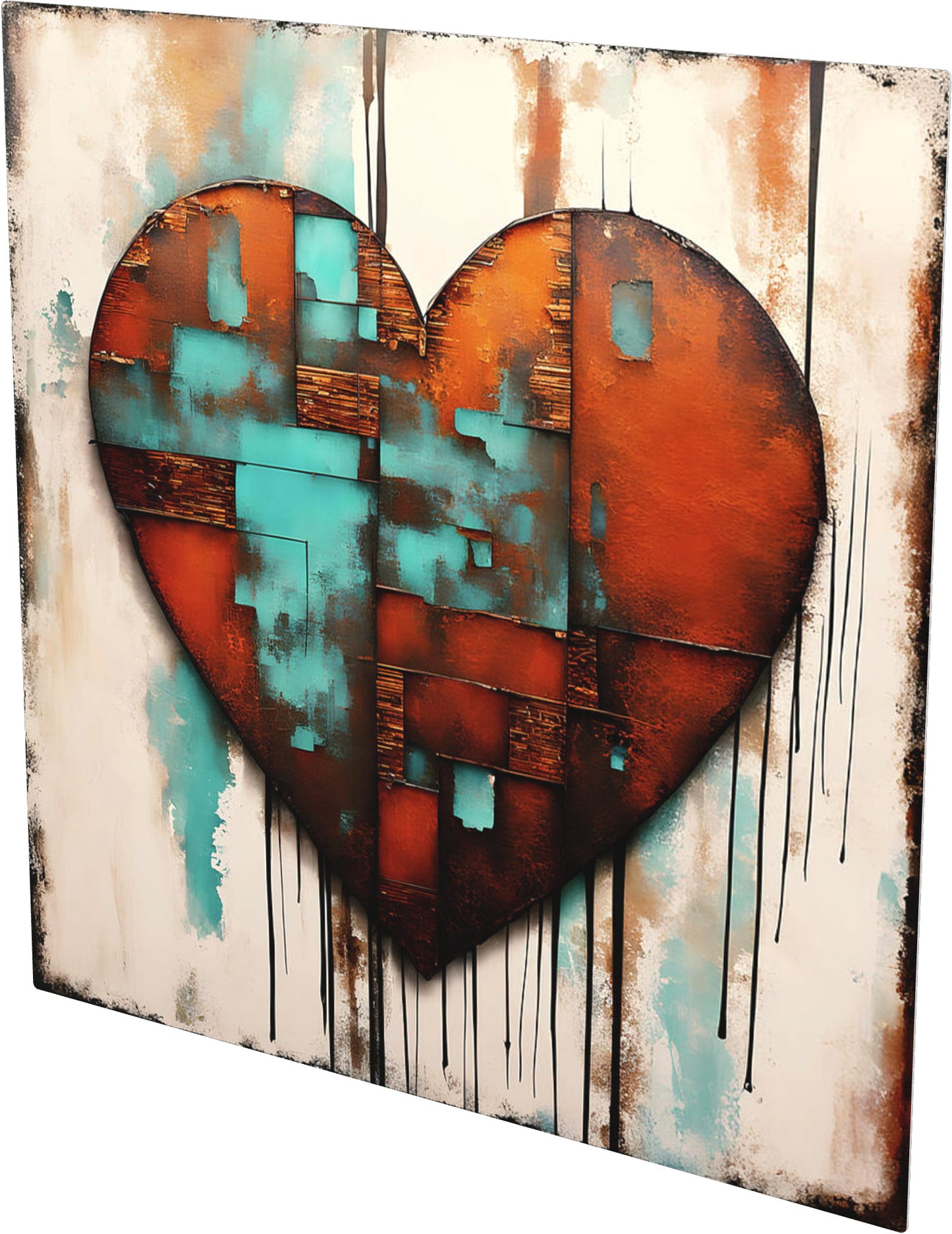 Rusted Love Print on Eco Friendly Recycled Aluminum right angle