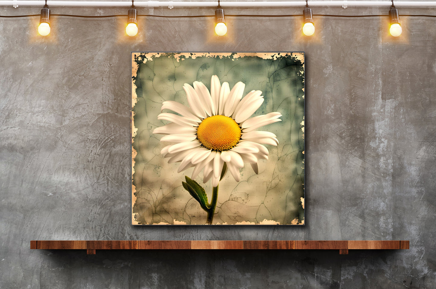 A Simple Daisy Sepia style, Floral Themed Print on Recycled Aluminum