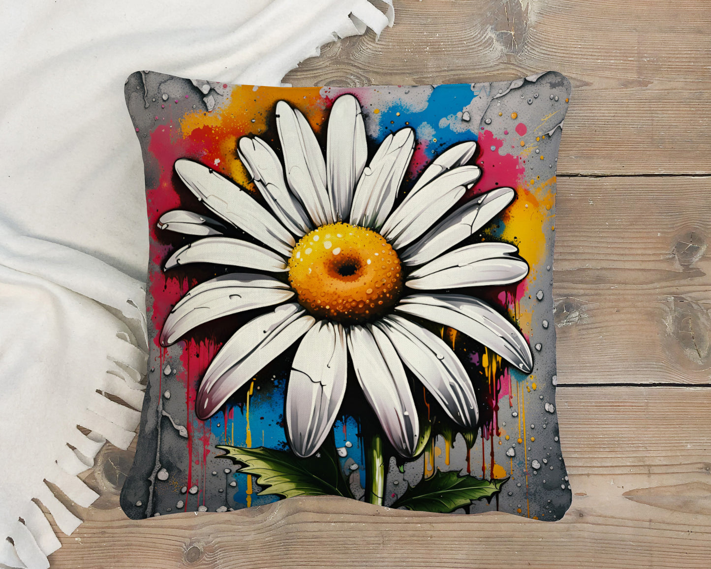 Daisy Outdoor Pillows Street Style Daisy Flowers Print on deck