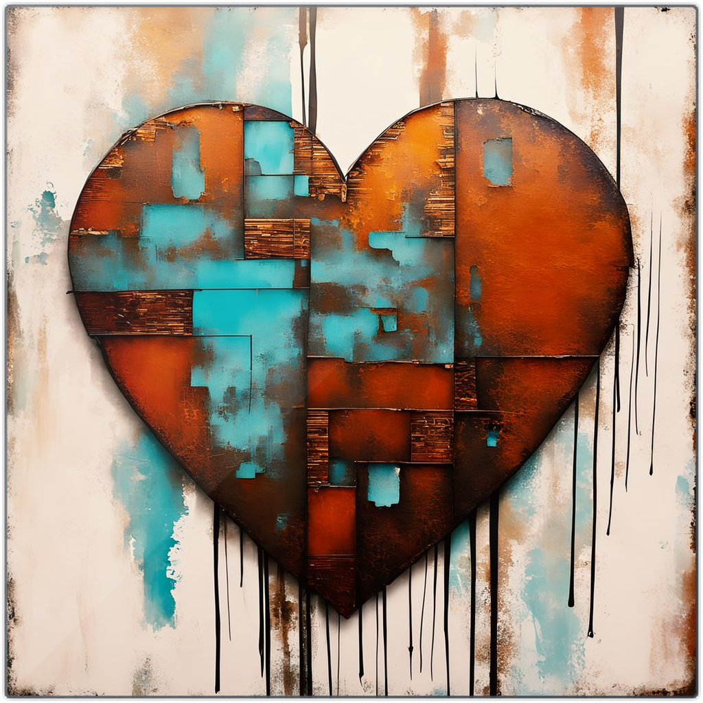 Rusted Love Print on Eco Friendly Recycled Aluminum
