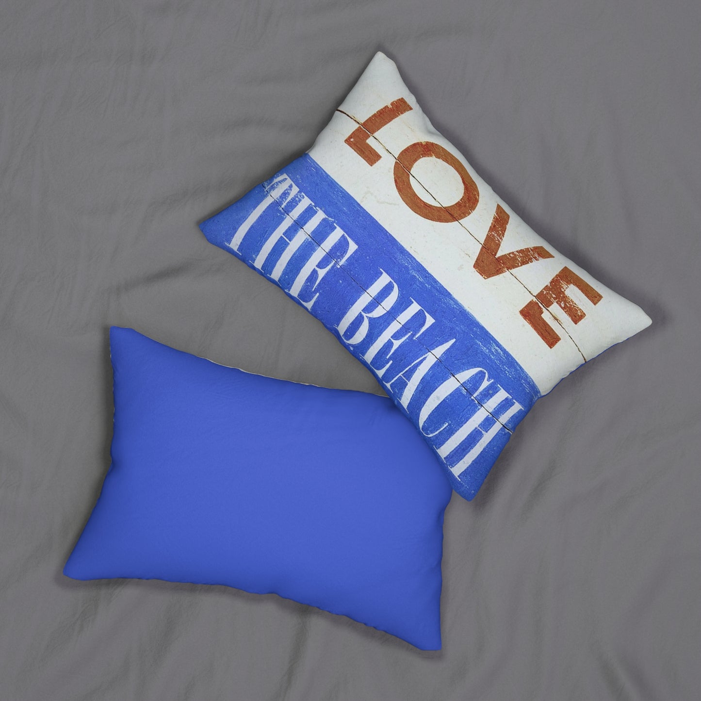 front and back view of our decorative love the beach pillow