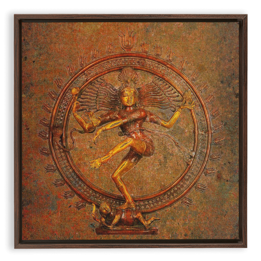 Shiva on a distressed background Floating Frame Canvas
