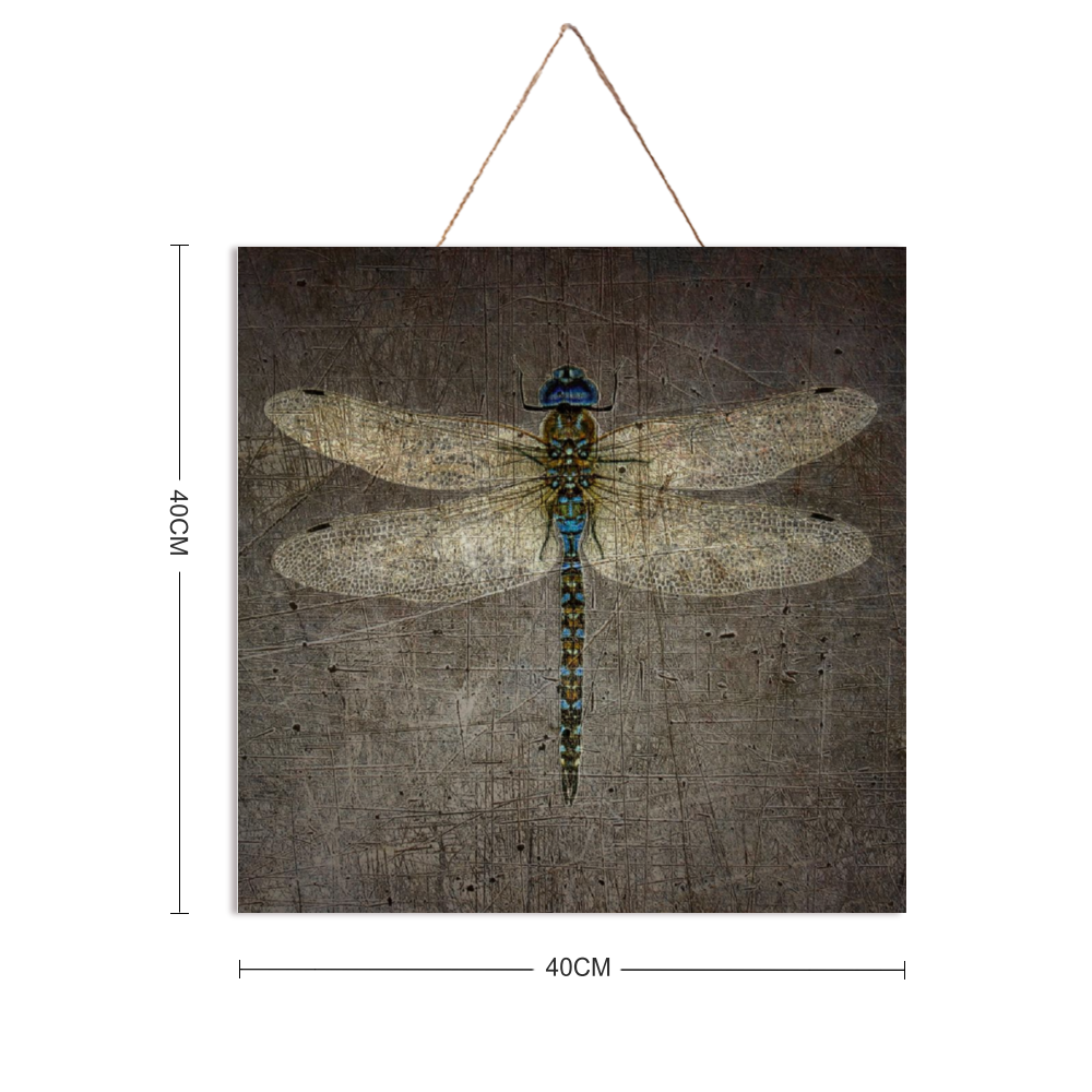 Dragonfly Wall Decor Dragonfly on Distressed Grey Background Print on Wooden Plaque with dimensions