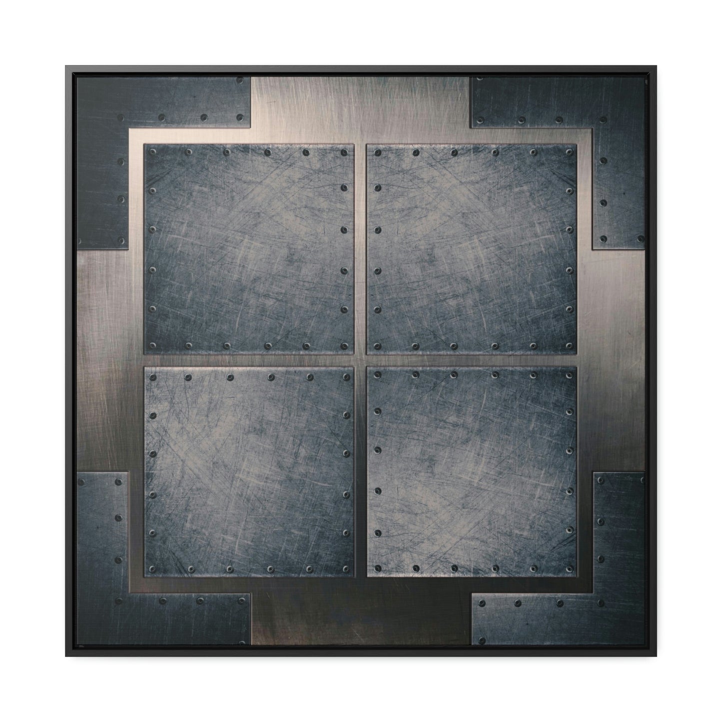 Industrial Themed Wall Decor - Distressed Steel Sheets Print on Canvas in a Floating Frame