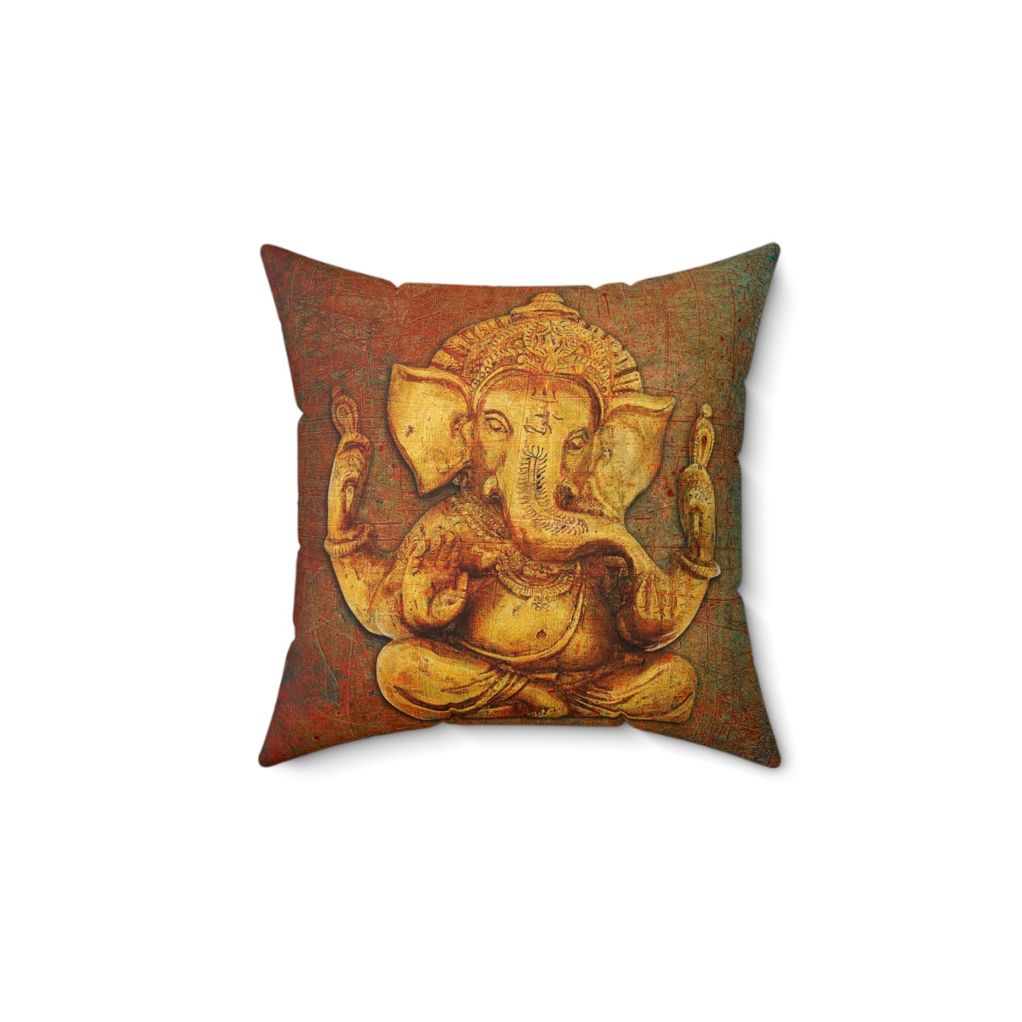 Hindu Goddess Ganesha on a distressed background. Spun Polyester Square Pillow - 4 sizes available.