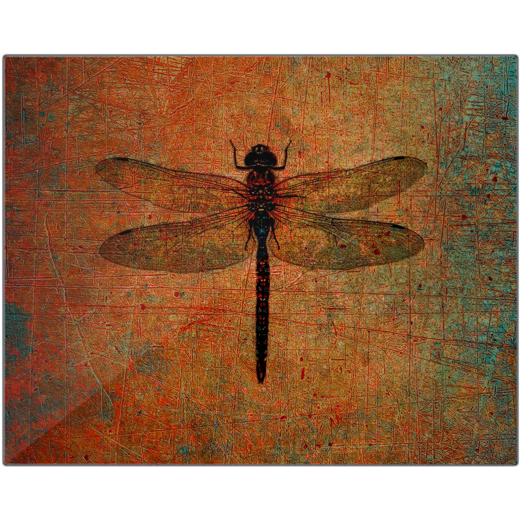 Dragonfly and Nature Themed Wall Art Dragonfly on Distressed Brown Background Printed on Rectangular Eco-Friendly Recycled Aluminum