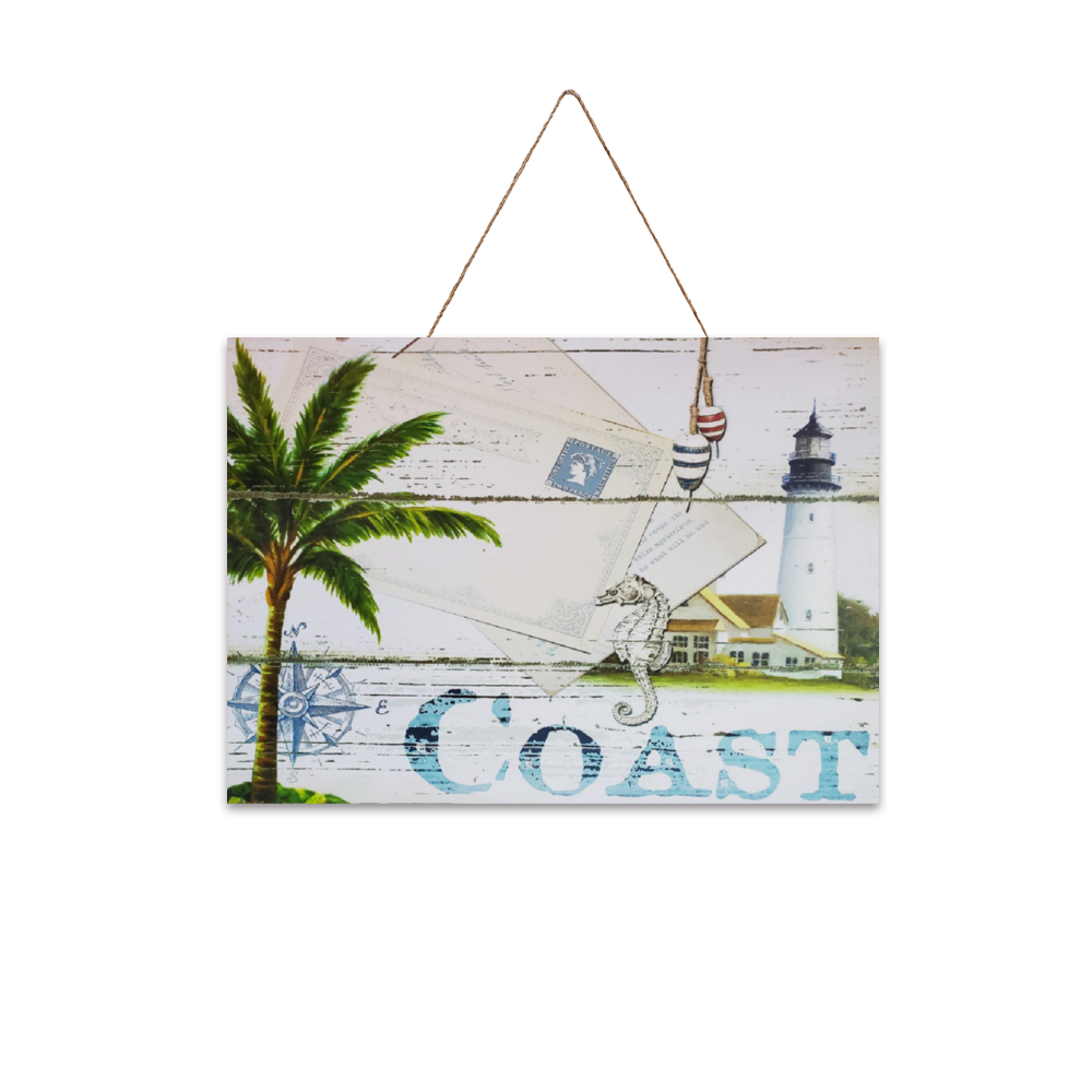 Beach House Decor Coast Print on Wood hung on wall
