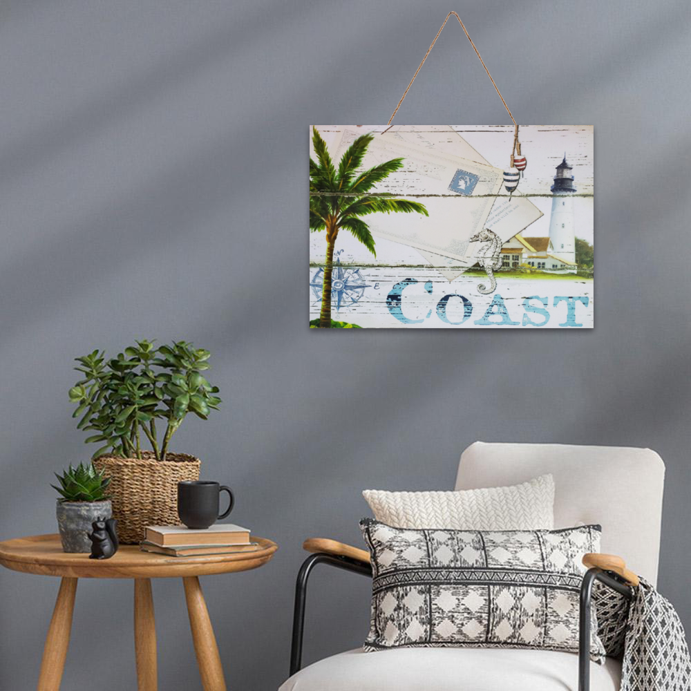 Beach House Decor - Coast Print on Wood 14" x 10" Made in the USA