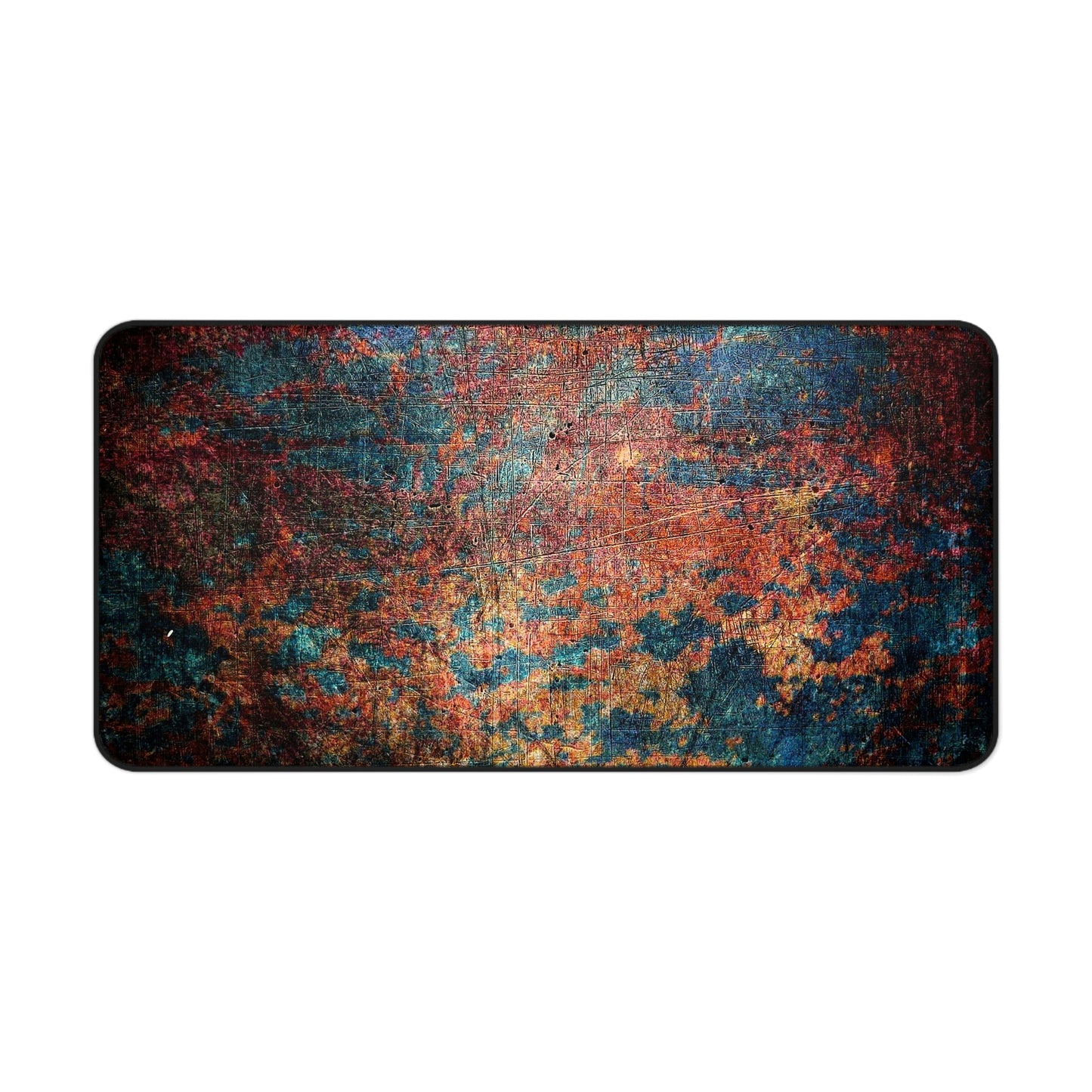 Modern Art Themed Desk Accessories - Rust on Metal Print on Neoprene Desk Mat 15.5 by 31