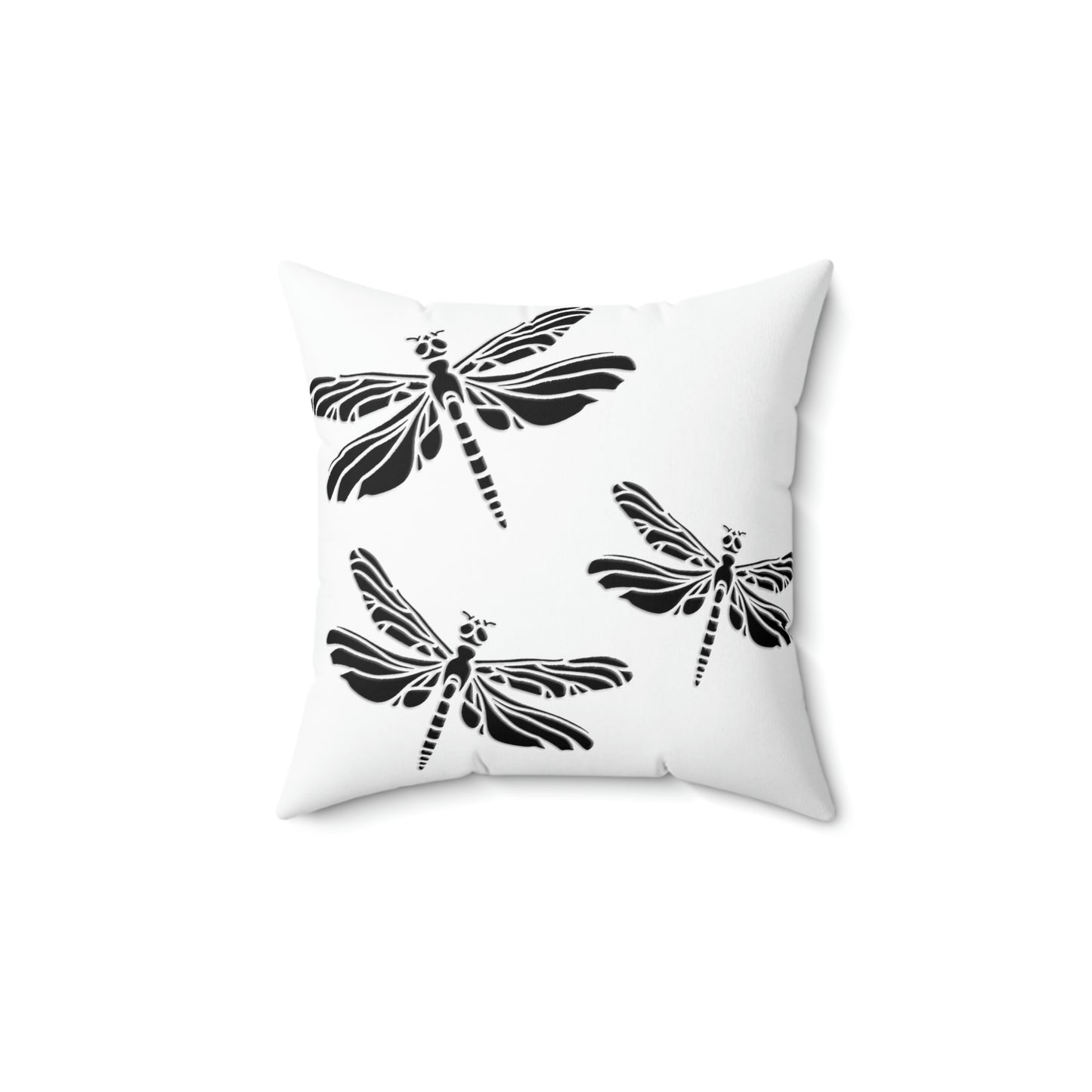 Minimalist square white pillow with 3 black Dragonflies - 3 sizes available.