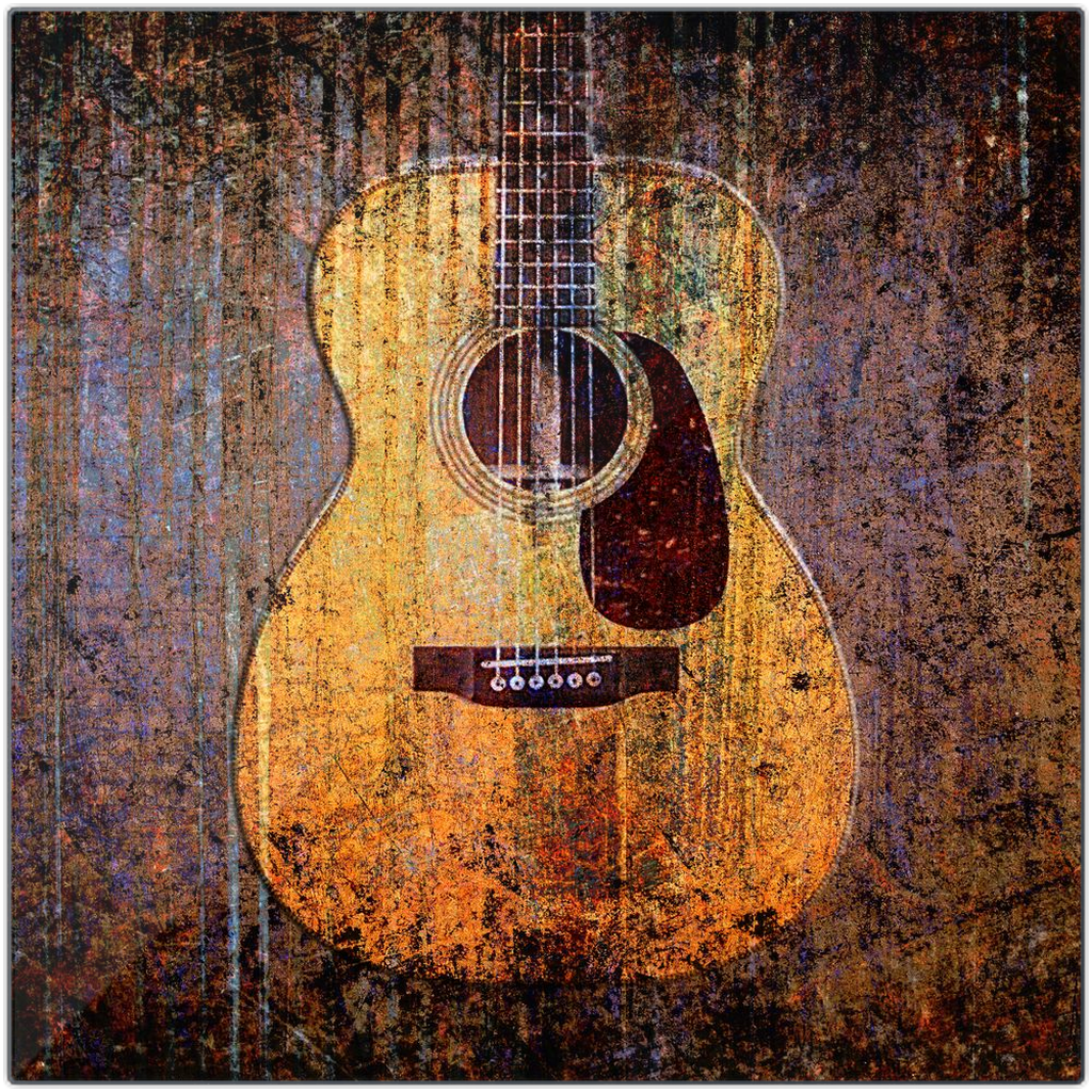 Guitar and Music themed Art Acoustic Guitar Printed on Eco-Friendly Recycled Aluminum