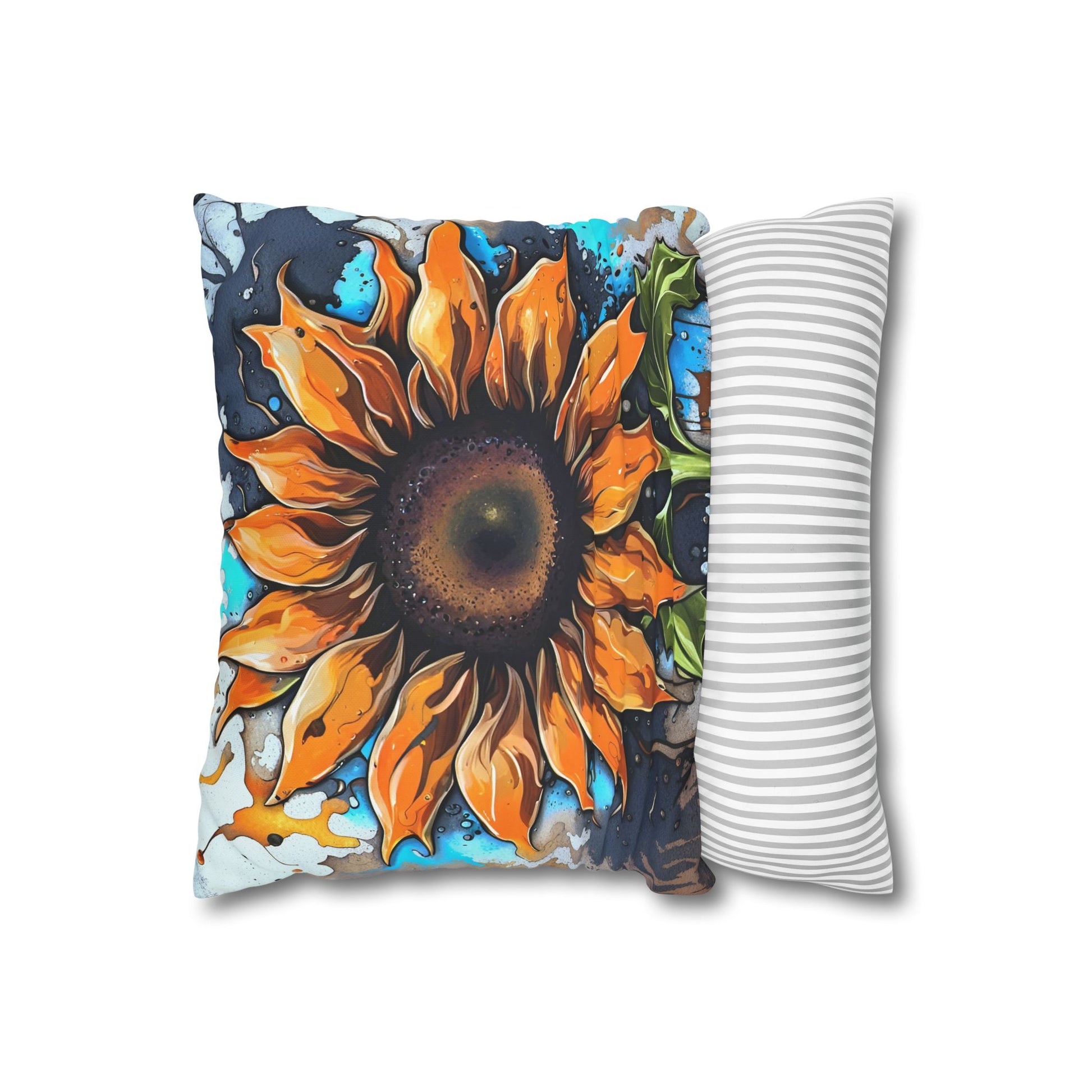 Street Style Sunflower Print on Spun Polyester Pillow Cover Front