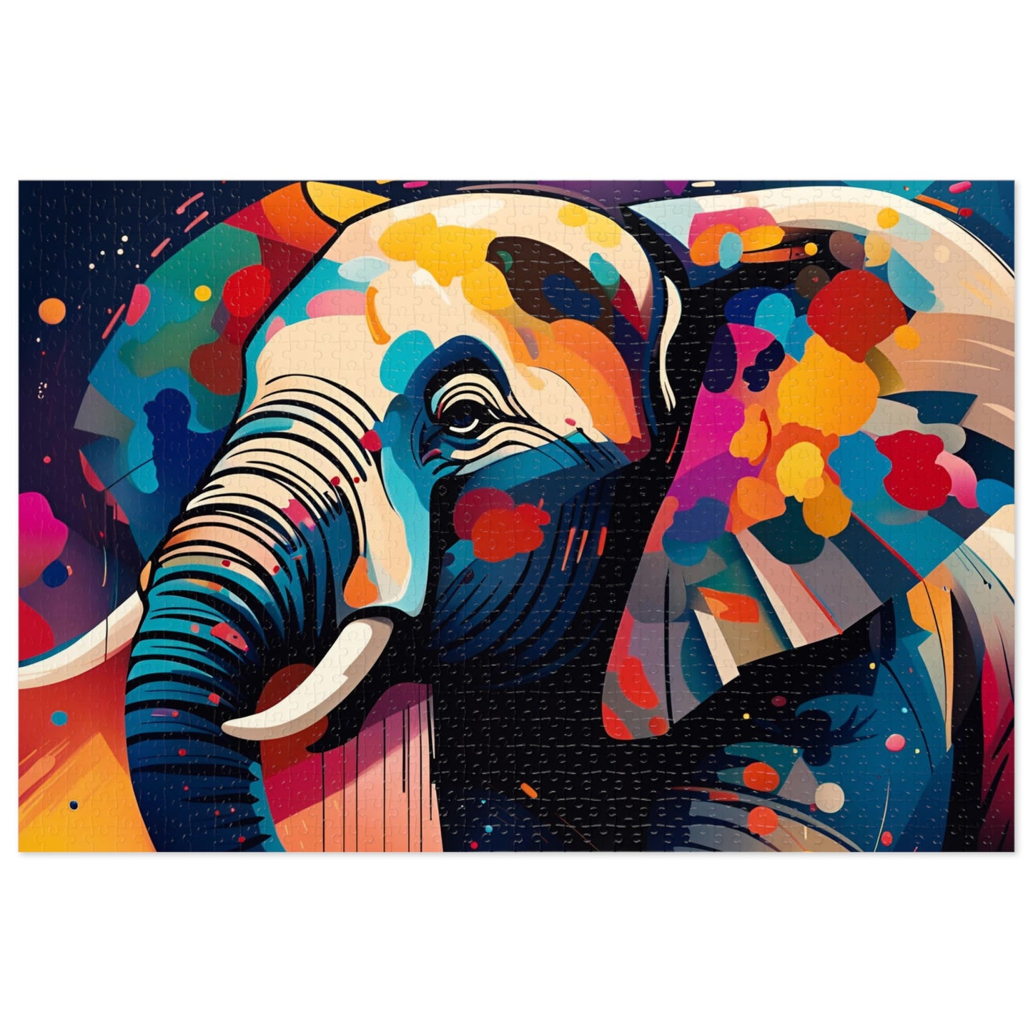 Multicolor Elephant Head Print on 1000 Pieces Puzzle