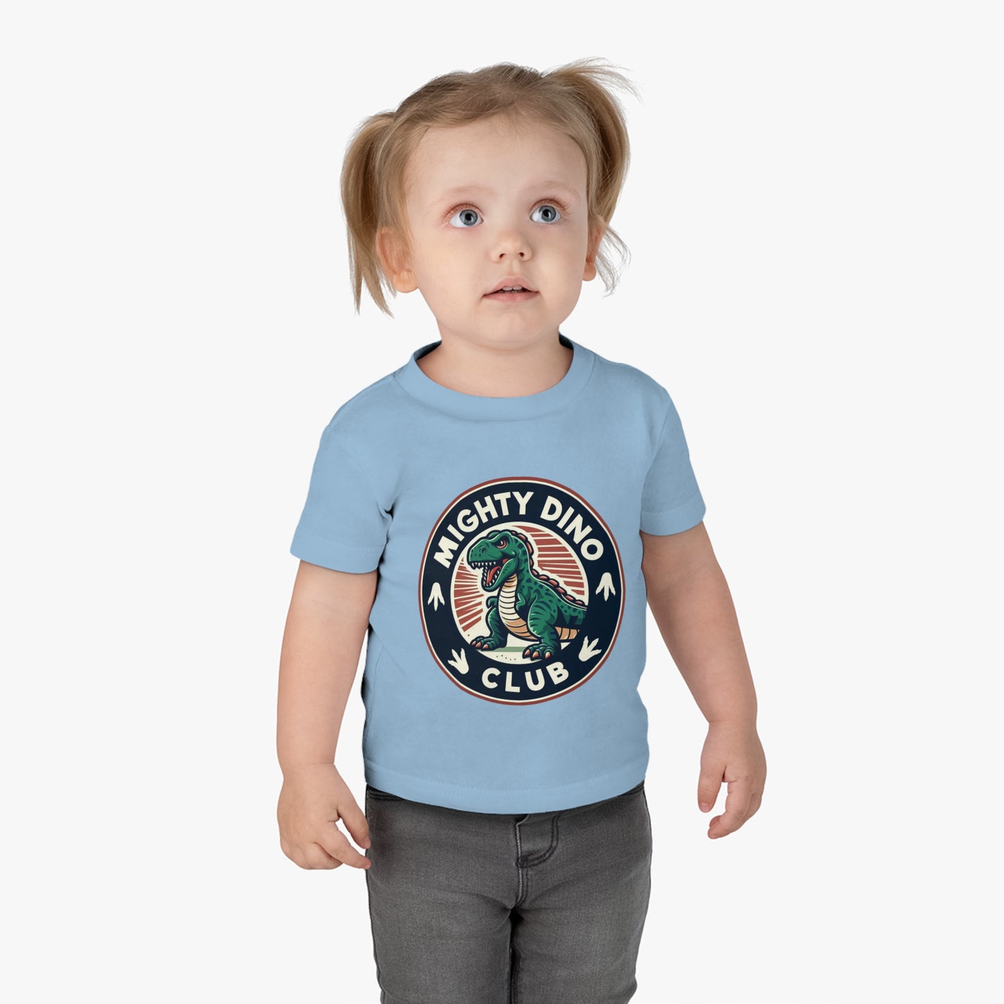 The Mighty Dino Club Infant Cotton Jersey Tee Light Blue on Girl