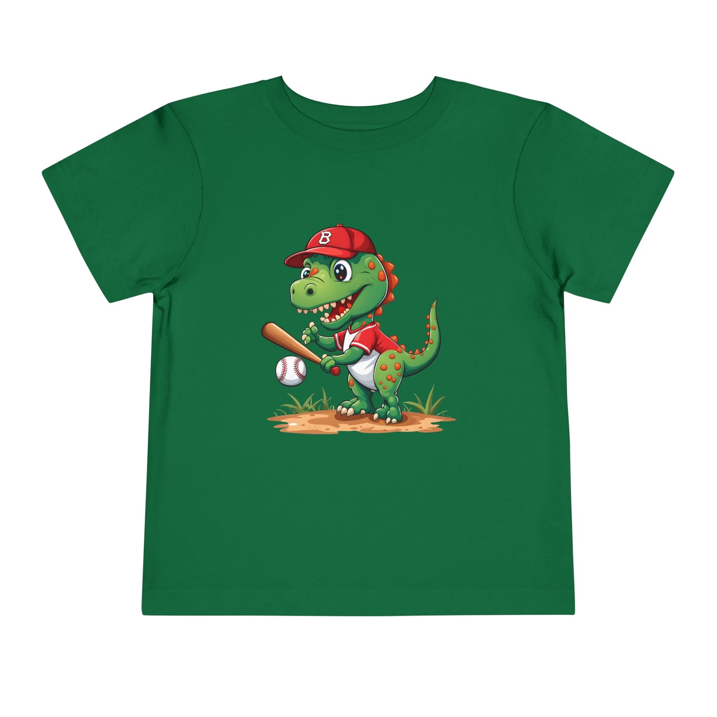 Spike the Dinosaur of Summer Toddler Short Sleeve Tee Kelly Green