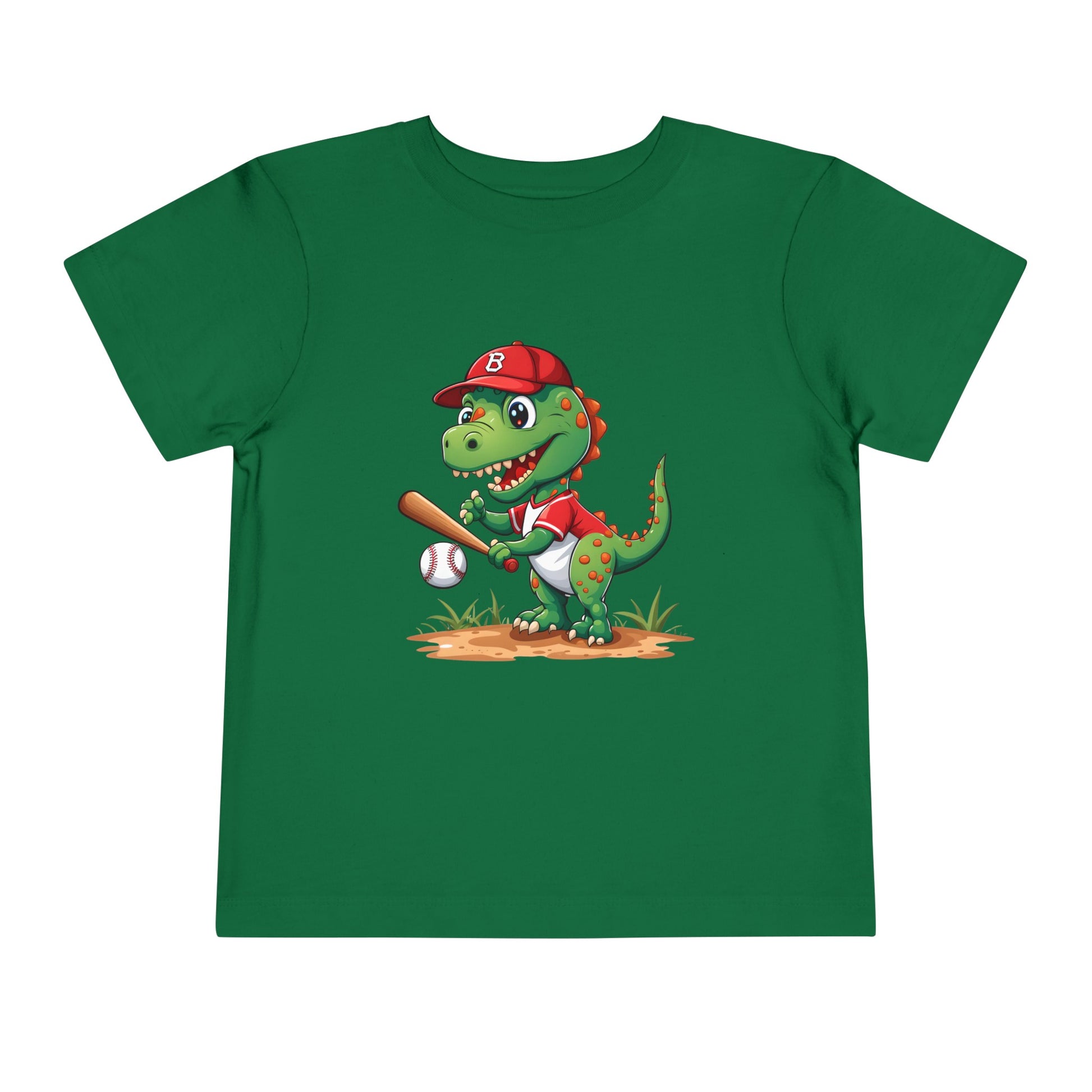 Spike the Dinosaur of Summer Toddler Short Sleeve Tee Kelly Green