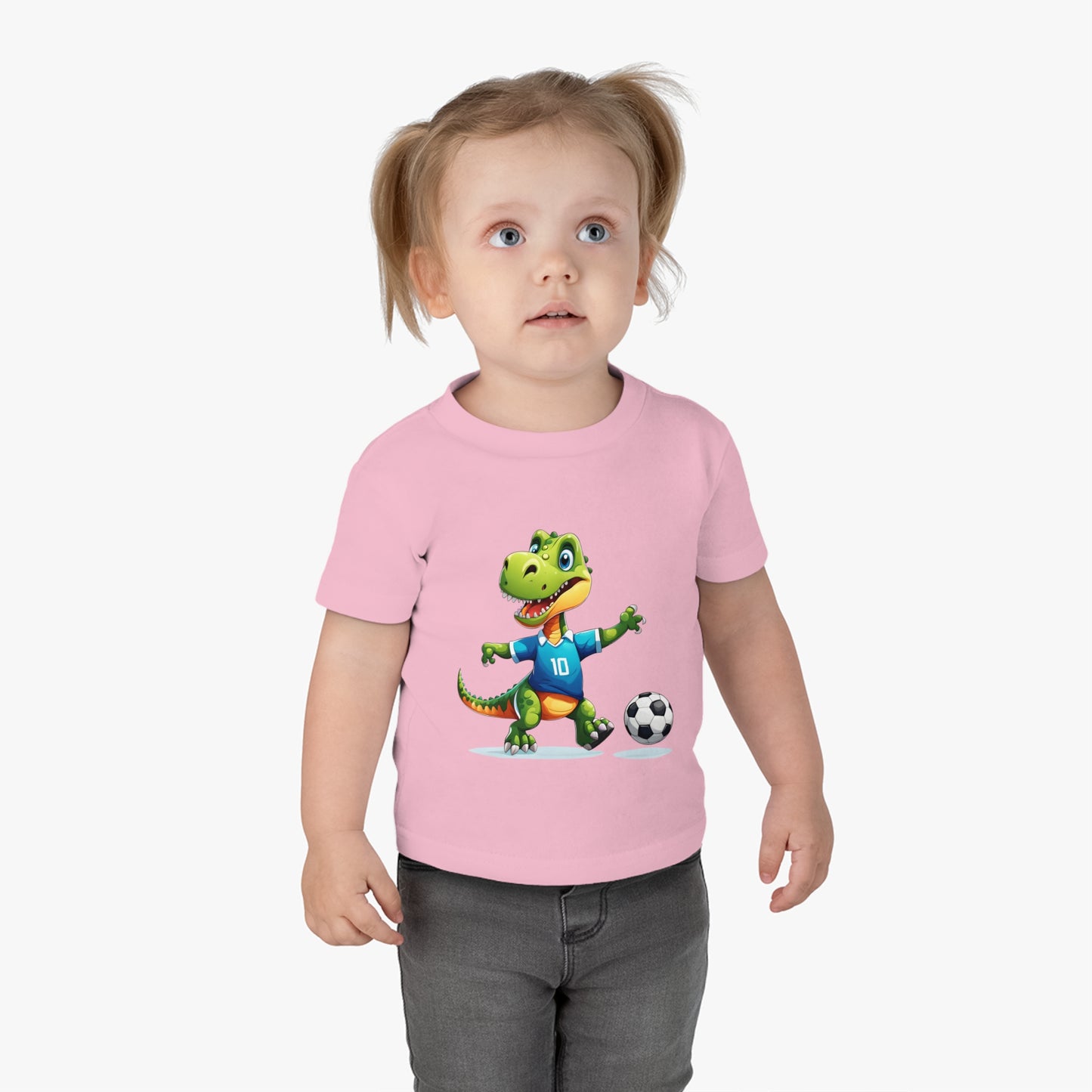 Soccersaurus Rex Infant Cotton Jersey Tee Pink on Girl