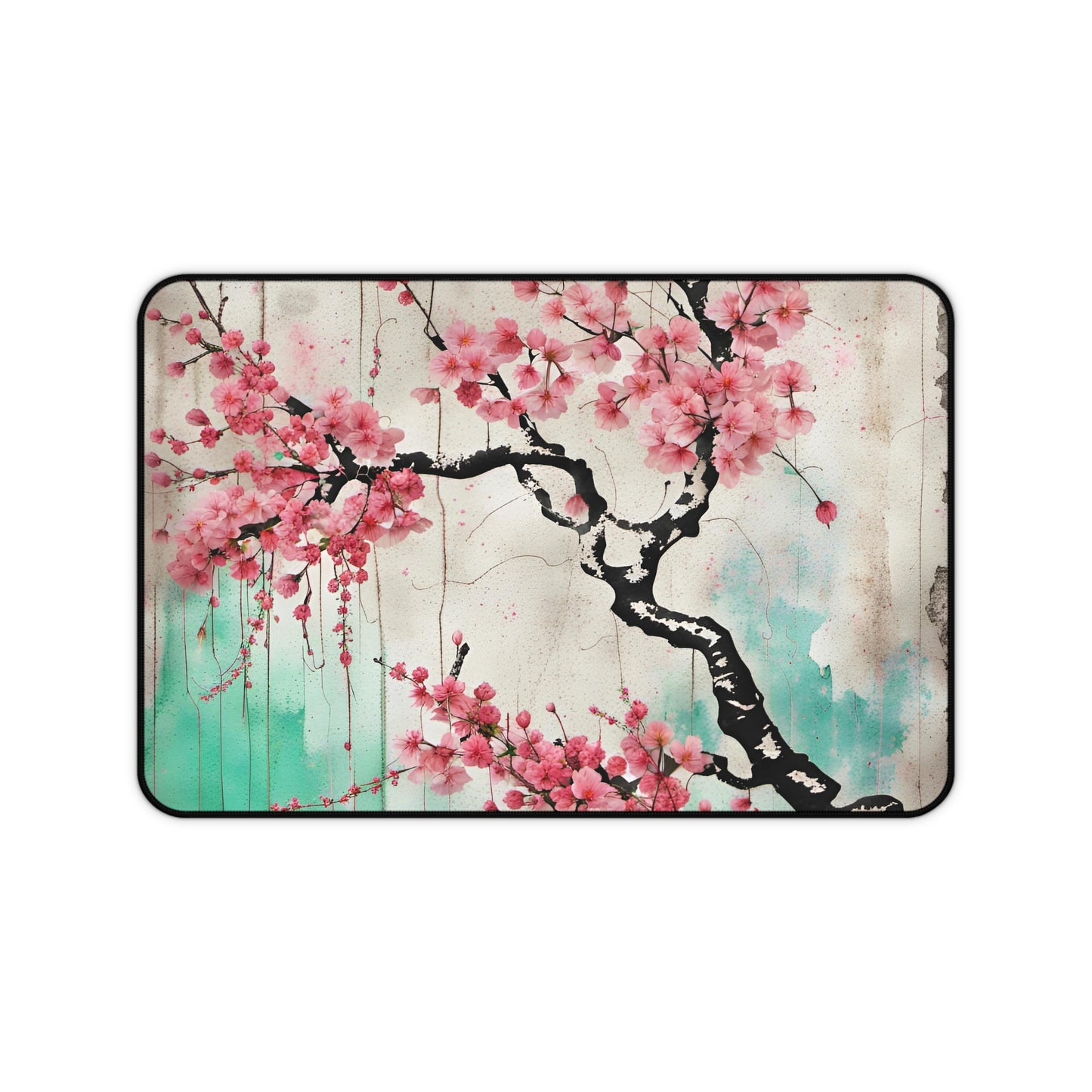 Cherry Blossoms Street Art Style Printed on Desk Mat 12x18