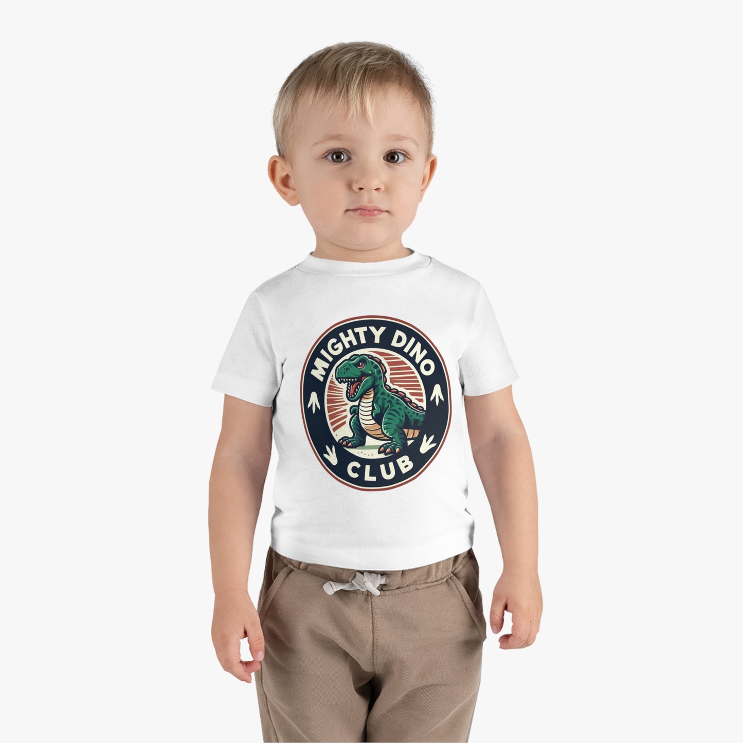 The Mighty Dino Club Infant Cotton Jersey Tee White on Boy