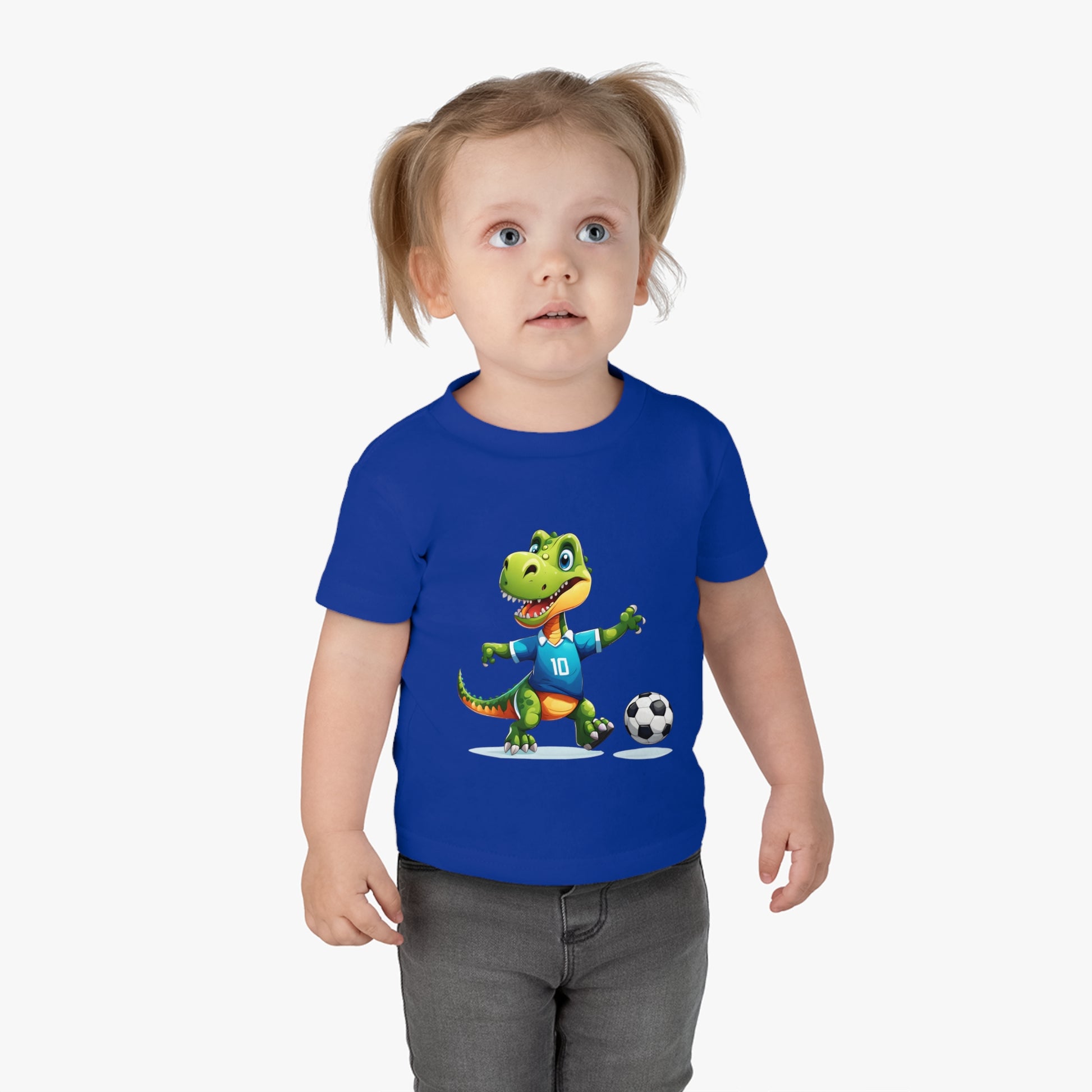 Soccersaurus Rex Infant Cotton Jersey Tee Royal Blue on Girl