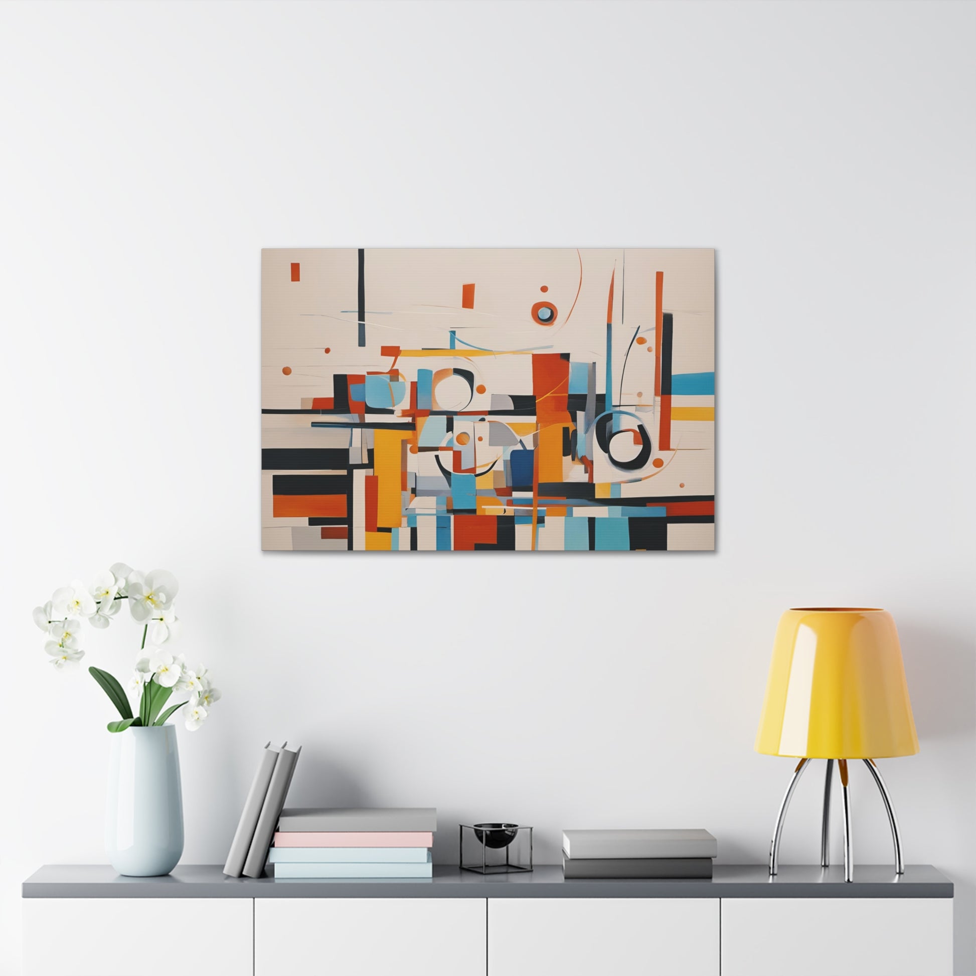 Mid Century Cubism Print on Unframed Stretched Canvas 30x20