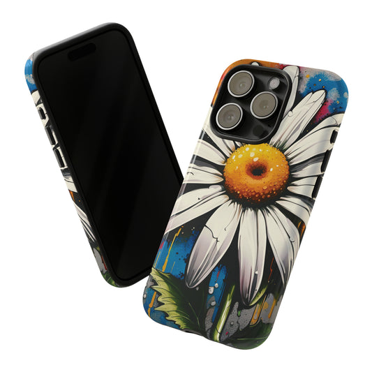 Street Style Daisy Flower Print Tough Case for iPhone 15 Pro
