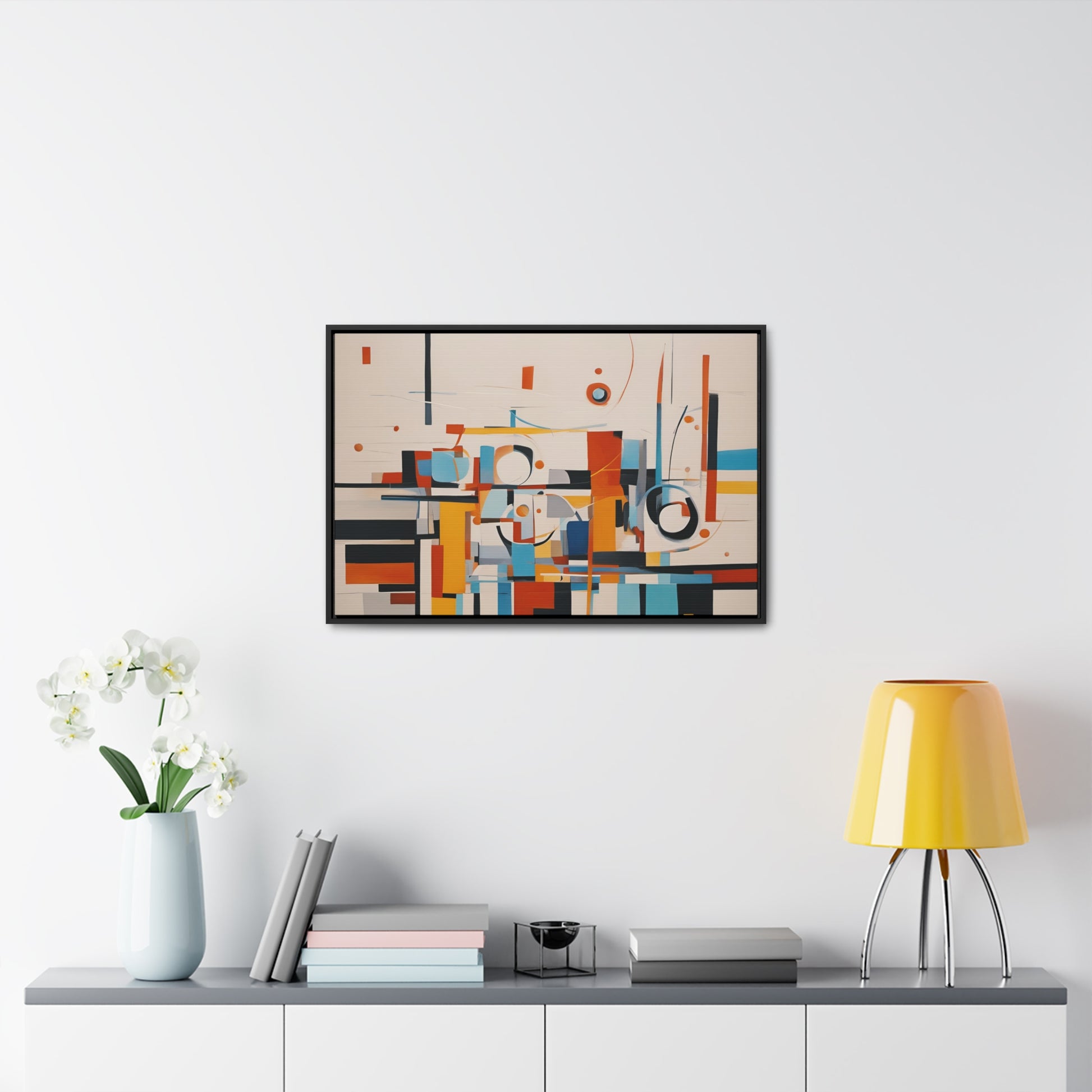 Modern Art Wall Print Mid Century Cubism Print on Canvas in a Floating Frame 30x20 Hung