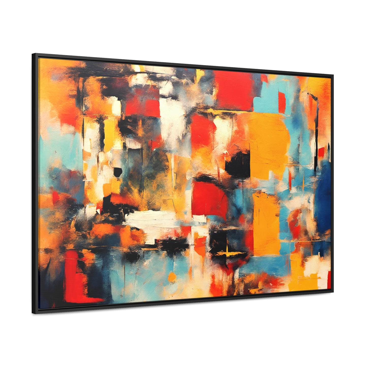 Modern Art Wall Print - Reflection of Multicolor Patches Print on Canvas in a Floating Frame