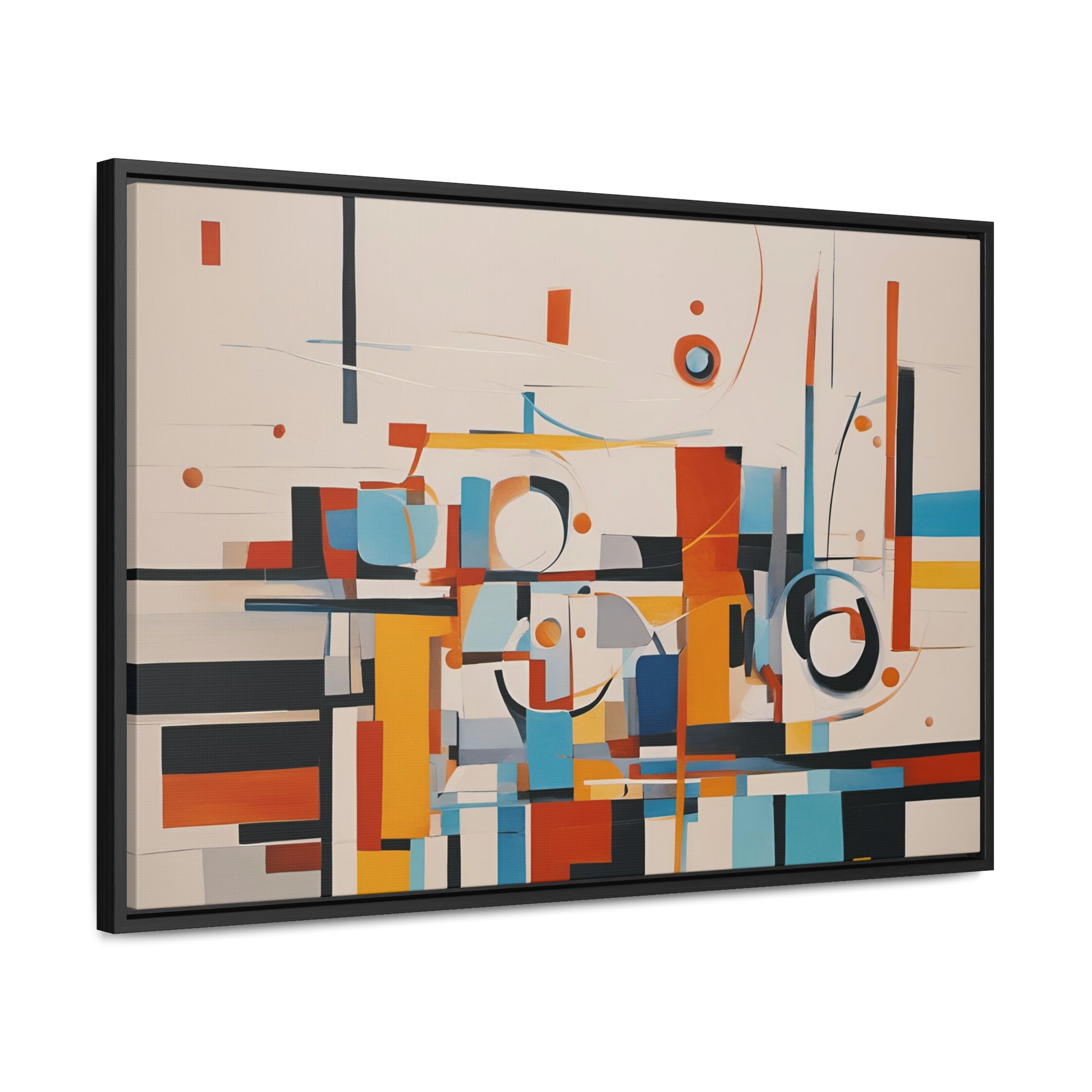 Modern Art Wall Print Mid Century Cubism Print on Canvas in a Floating Frame 48x32 side view