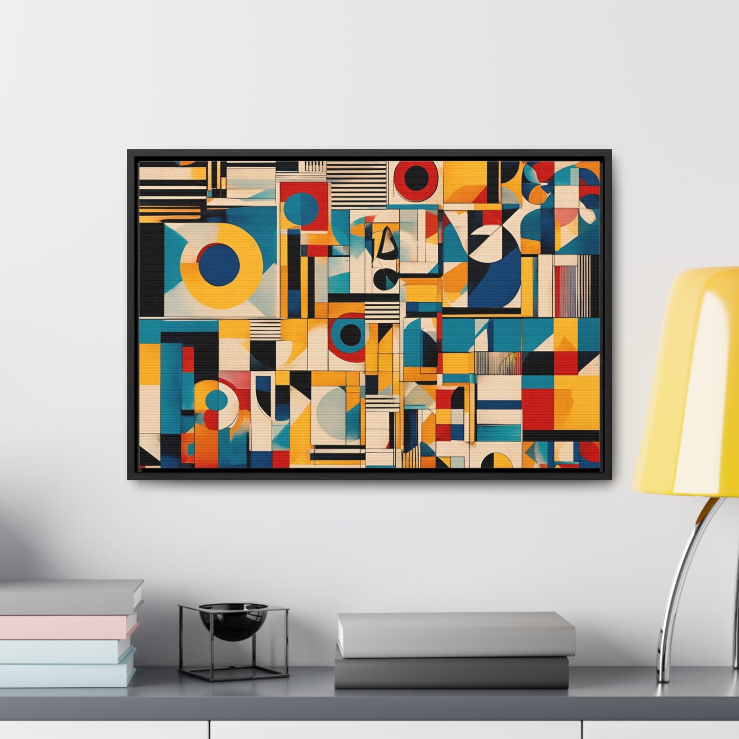 Bold Mid Century Modern Wall Art Print on Canvas in a Floating Frame 24x16