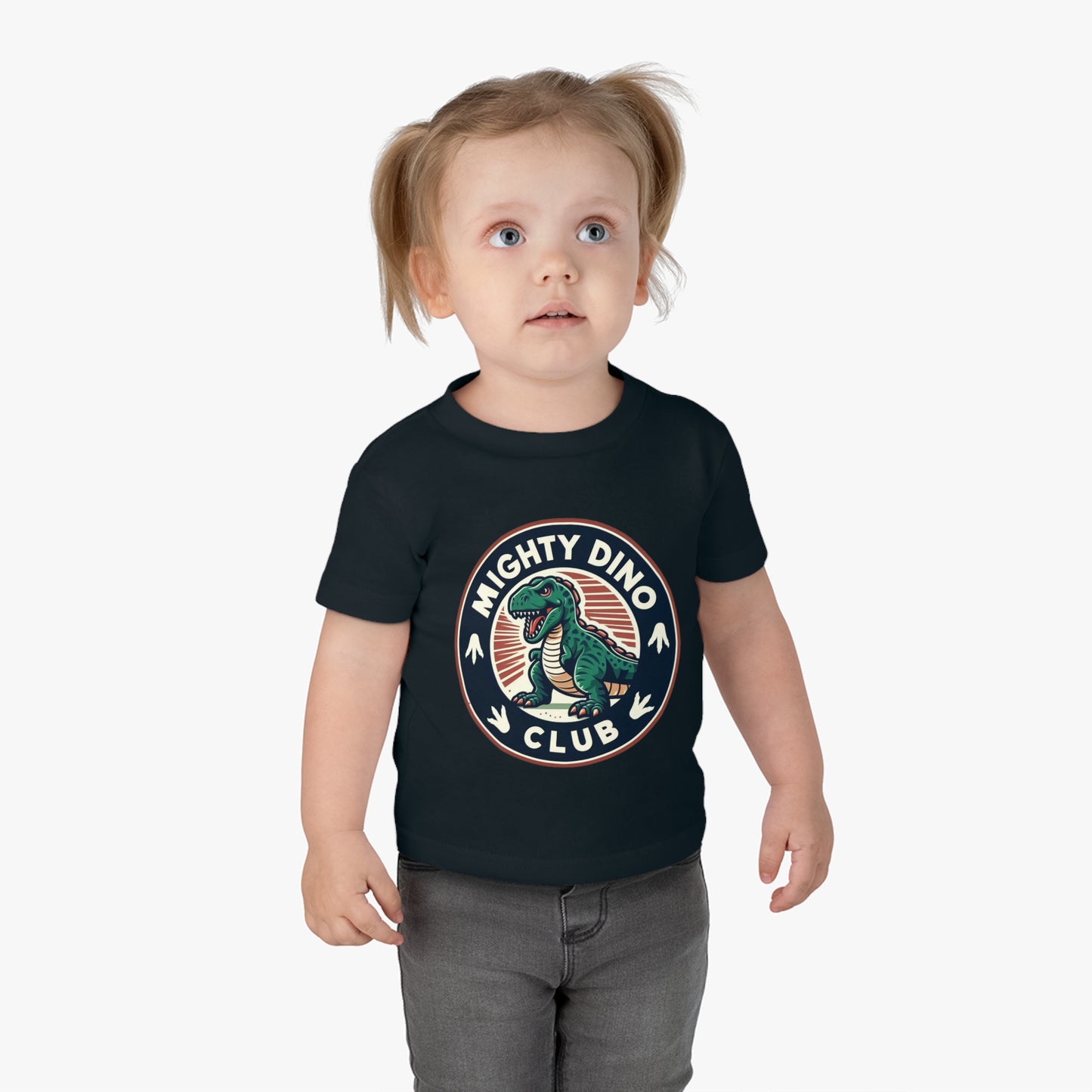 The Mighty Dino Club Infant Cotton Jersey Tee Black on Girl