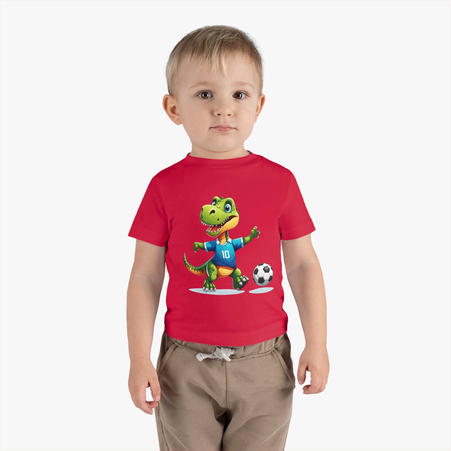 Soccersaurus Rex Infant Cotton Jersey Tee Red on Boy