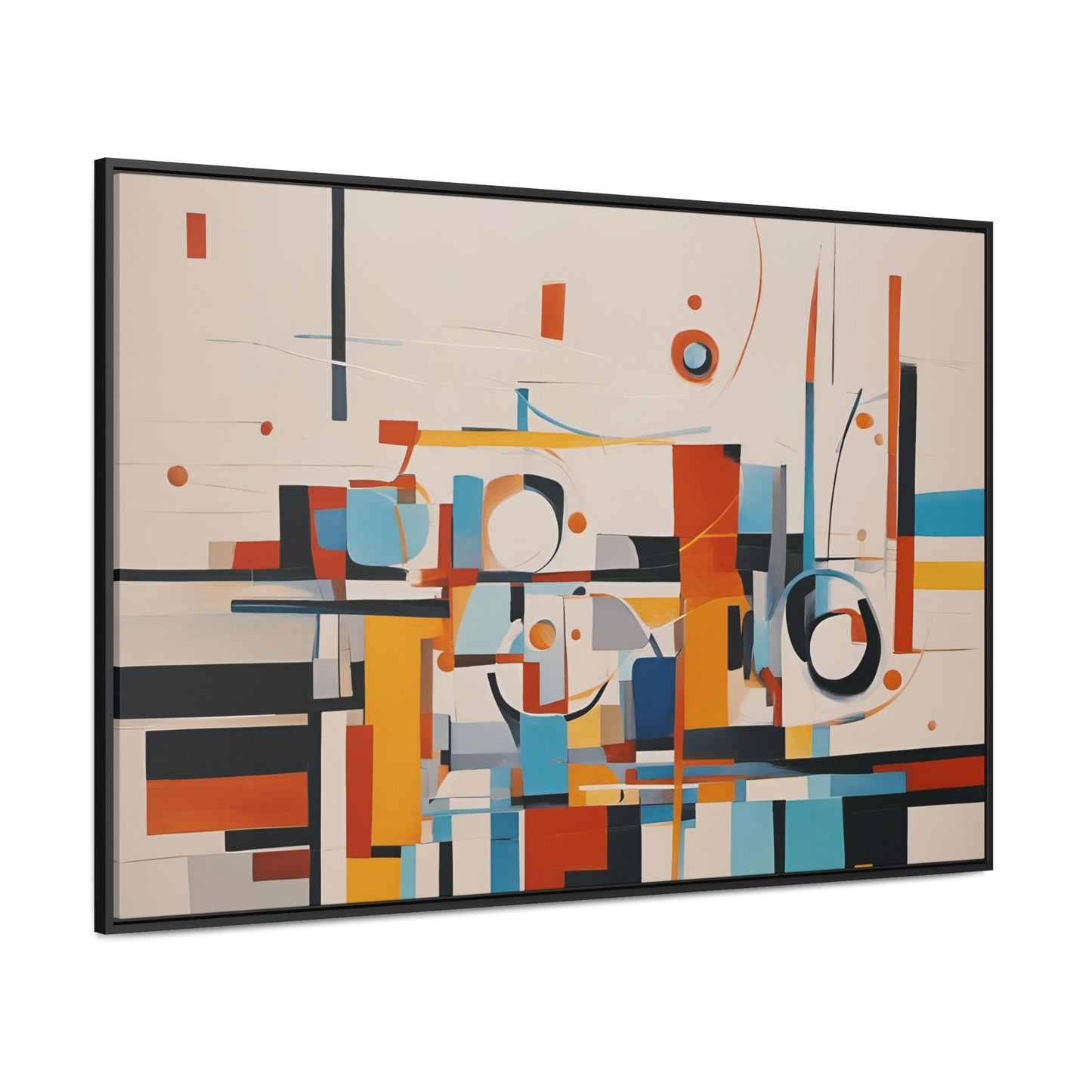 Modern Art Wall Print - Mid Century Cubism Print on Canvas in a Floating Frame