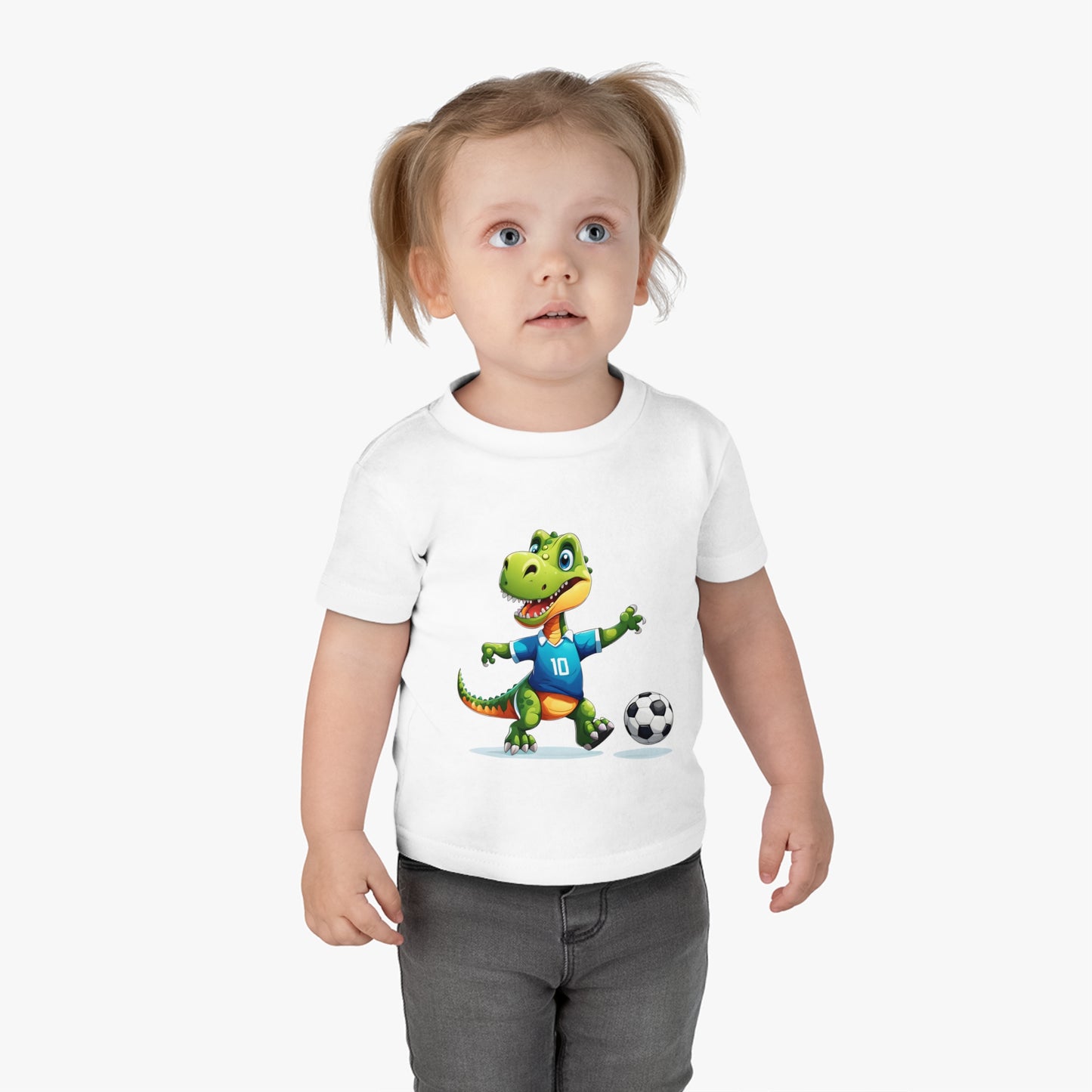 Soccersaurus Rex Infant Cotton Jersey Tee White on Girl